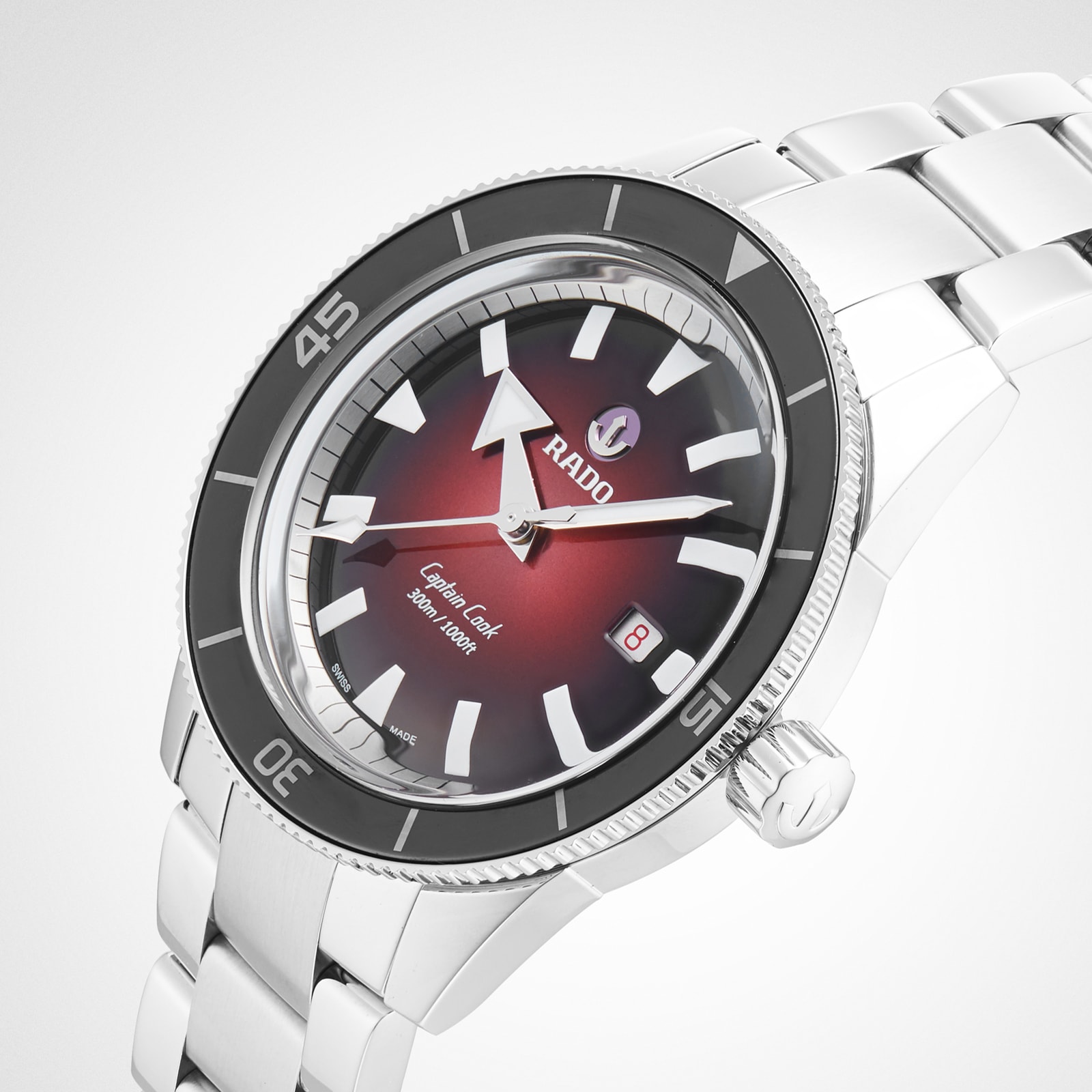 Replica Rado Captain Cook Red Automatic 42mm Mens details R32105353