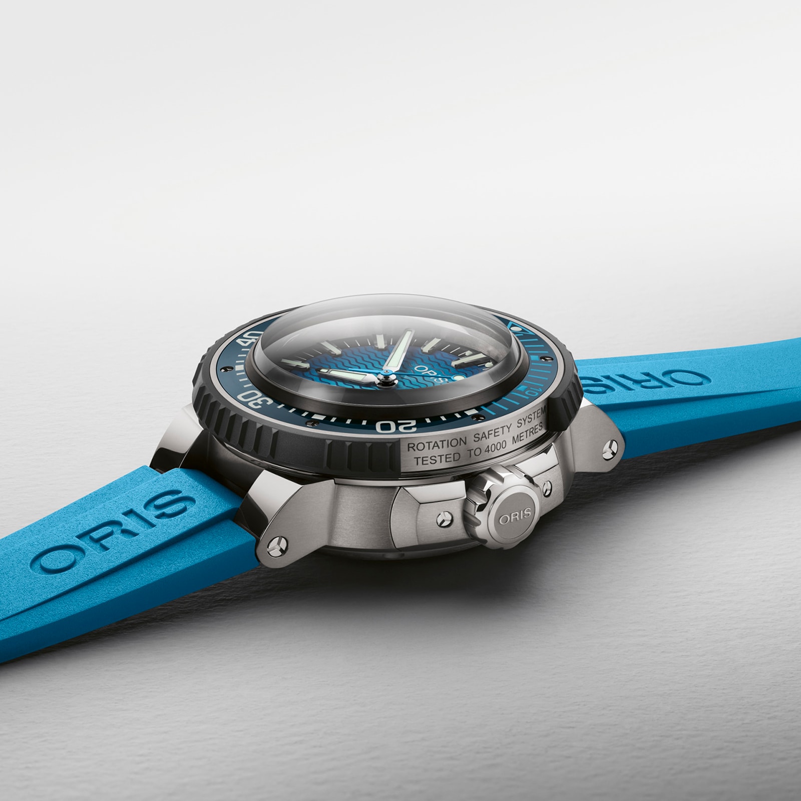 Replica Oris Aquis Pro 4000m 49.5mm Mens details Blue 01 400 7777 7155-SET