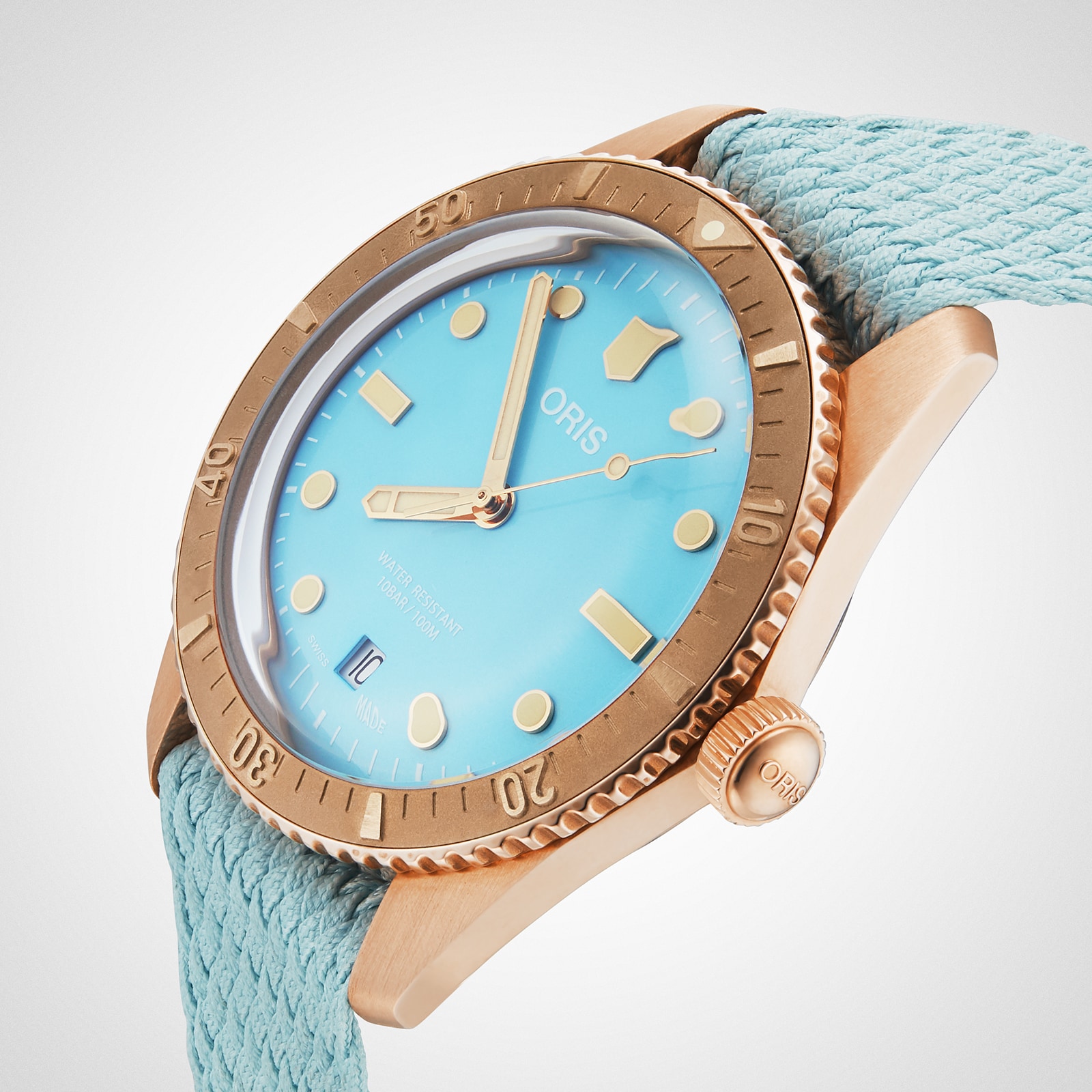 Replica Oris Divers Sixty-Five 38mm Bronze Divers Cotton Candy Sky Blue 01 733 7771 3155-07 3 19 02BRS