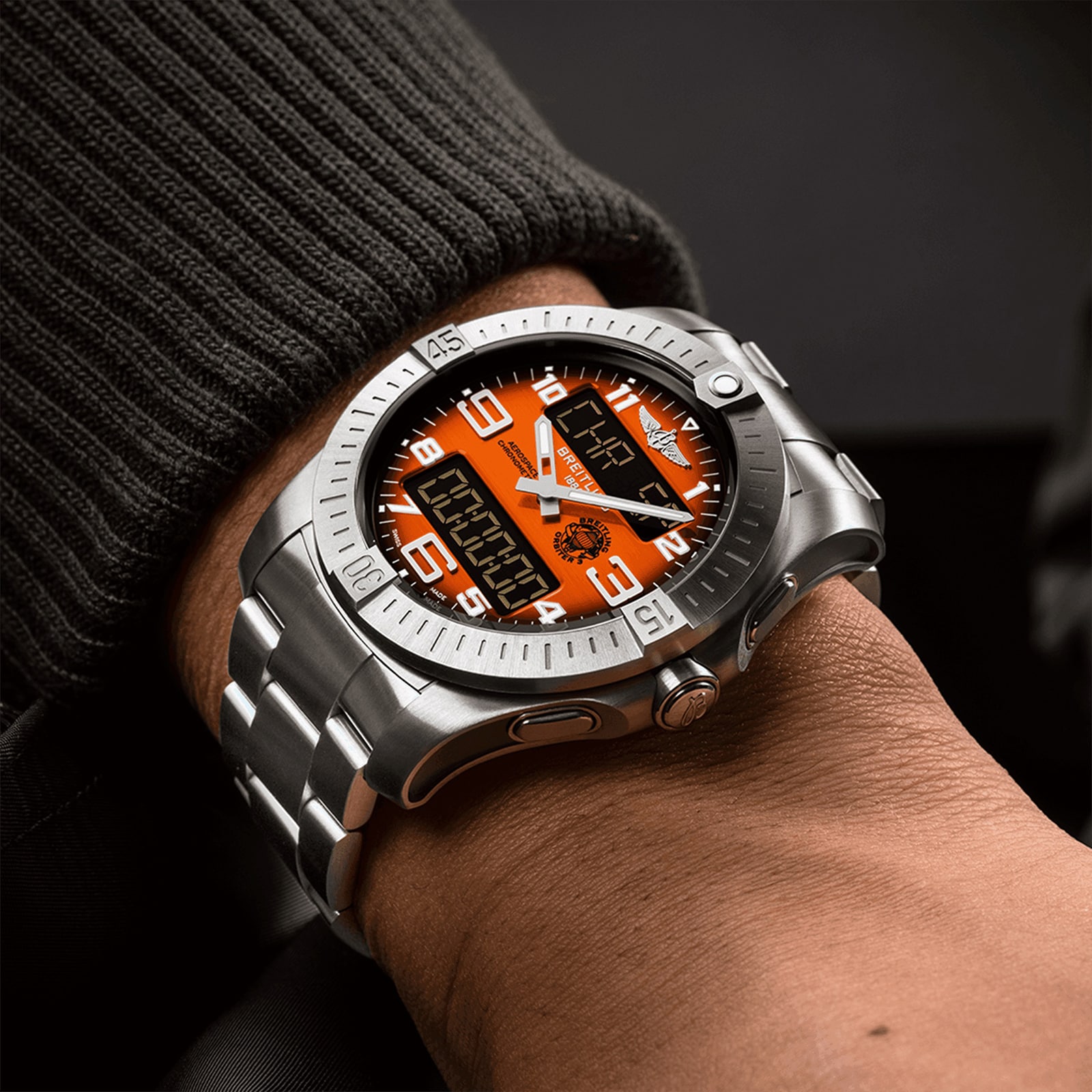 Replica Breitling Aerospace B70 Orbiter 25th Anniversary 43mm Mens details Orange Titanium EB70101A1O1E1 4 Replica Breitling Aerospace B70 Orbiter 25th Anniversary 43mm Mens details Orange Titanium EB70101A1O1E1