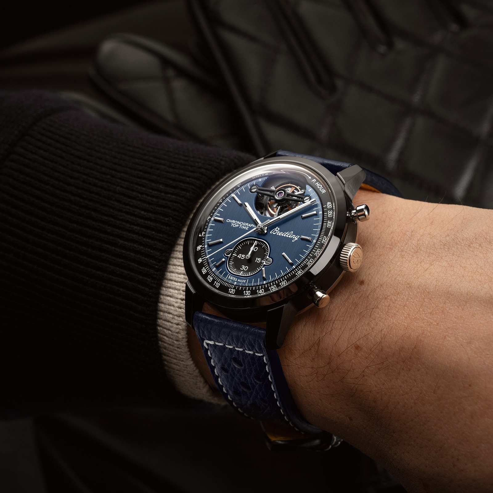 Replica Breitling Top Time B21 Shelby Cobra Tourbillon 42mm Mens details Blue SB21251A1C1X1 4 Replica Breitling Top Time B21 Shelby Cobra Tourbillon 42mm Mens details Blue SB21251A1C1X1