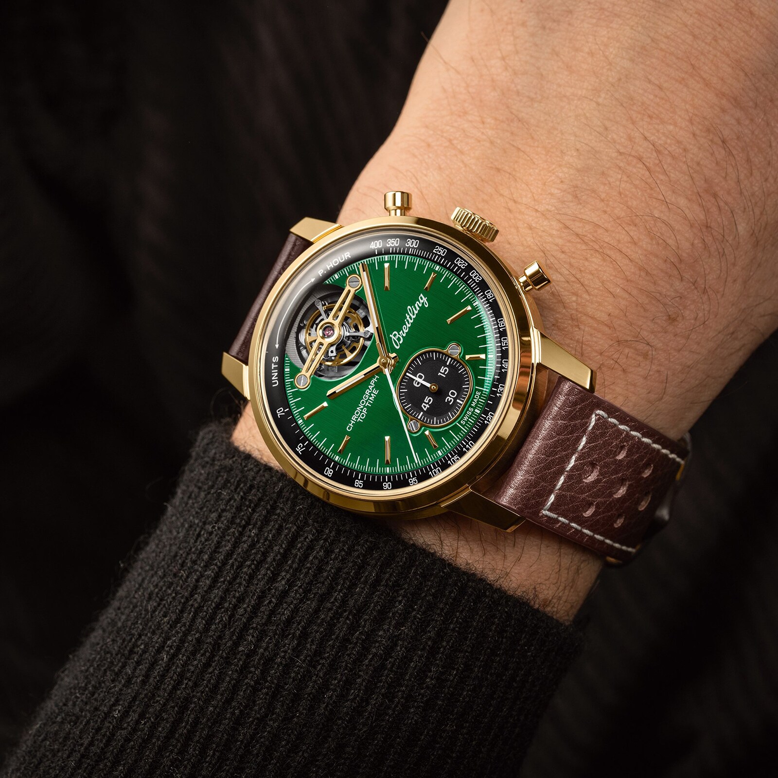Replica Breitling Top Time B21 Ford Mustang Tourbillon 42mm Mens details Green NB21251A1L1X1