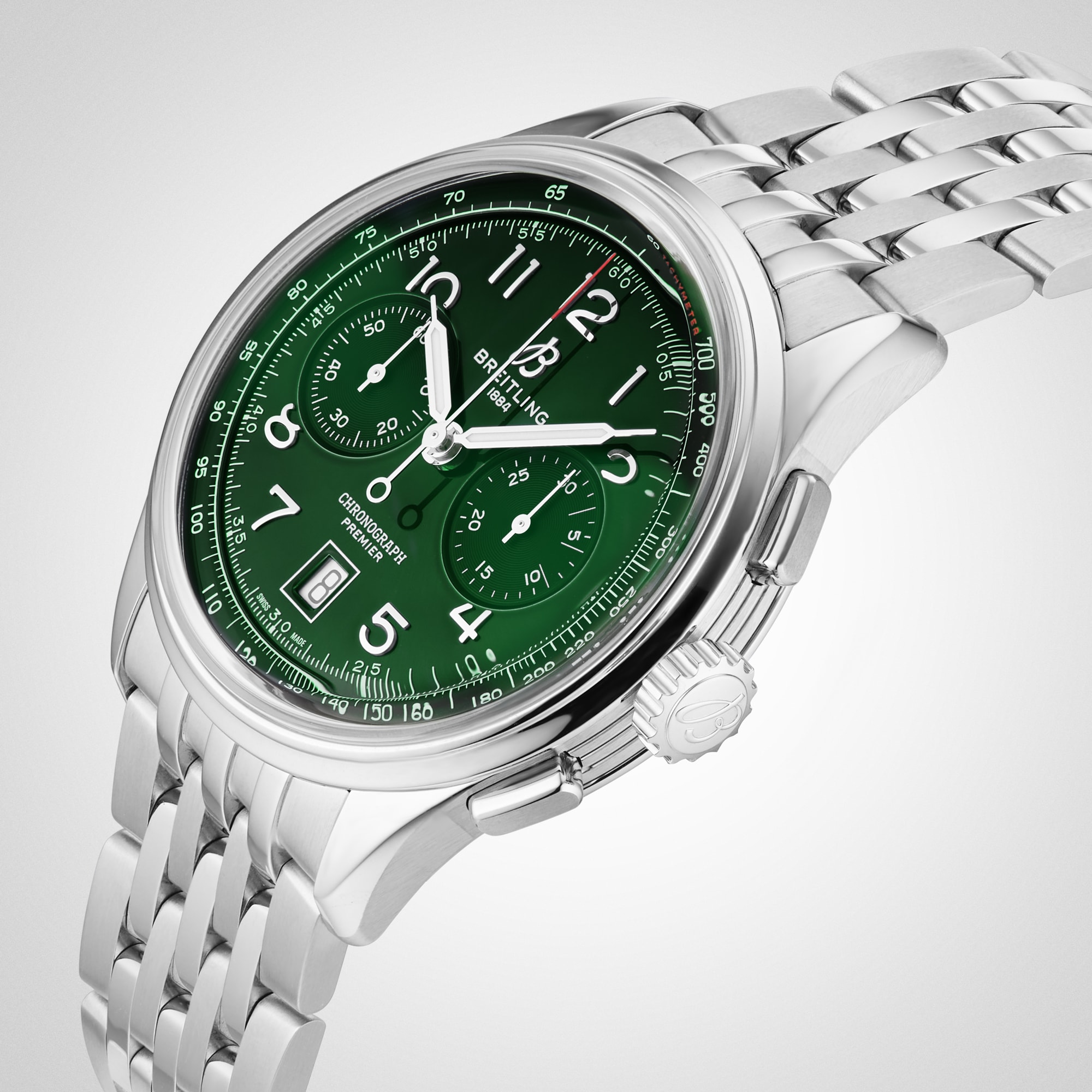 Replica Breitling Premier B01 Chronograph 42mm Mens details Green Stainless Steel AB0145371L1A1 4 Replica Breitling Premier B01 Chronograph 42mm Mens details Green Stainless Steel AB0145371L1A1