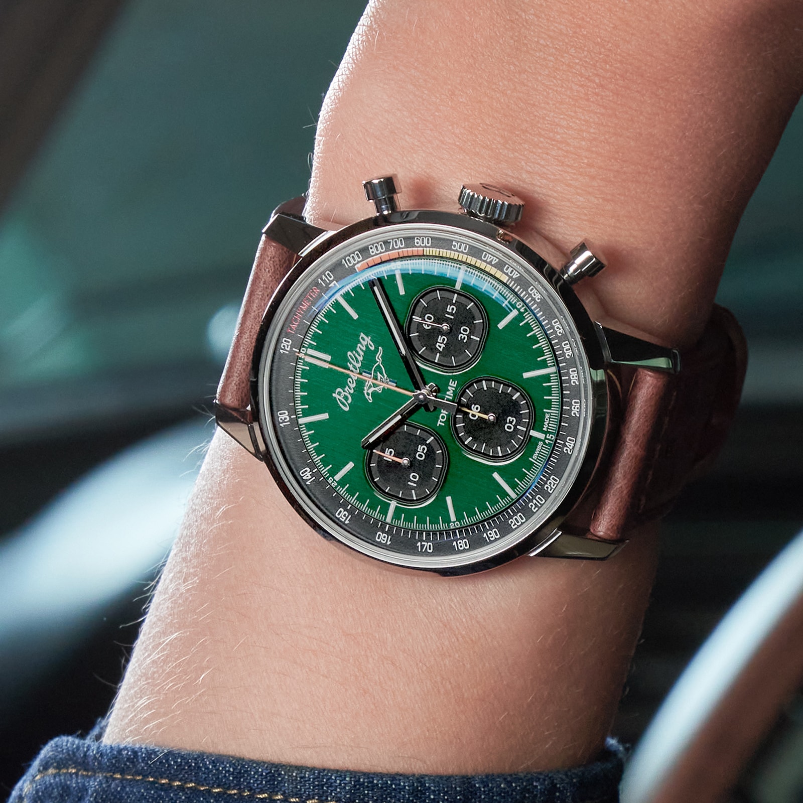 Replica Breitling Top Time Ford Mustang 42 Leather Strap details A253101A1L1X1