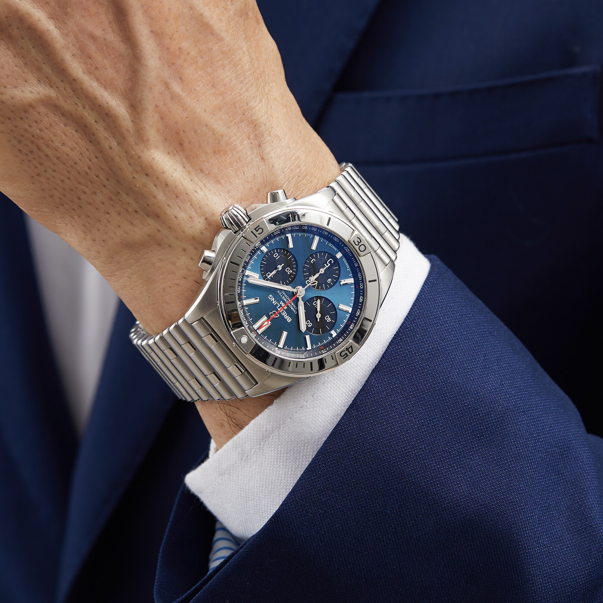 Replica Breitling Chronomat B01 42 Stainless Steel - Blue details AB0134101C1A1 4 Replica Breitling Chronomat B01 42 Stainless Steel - Blue details AB0134101C1A1