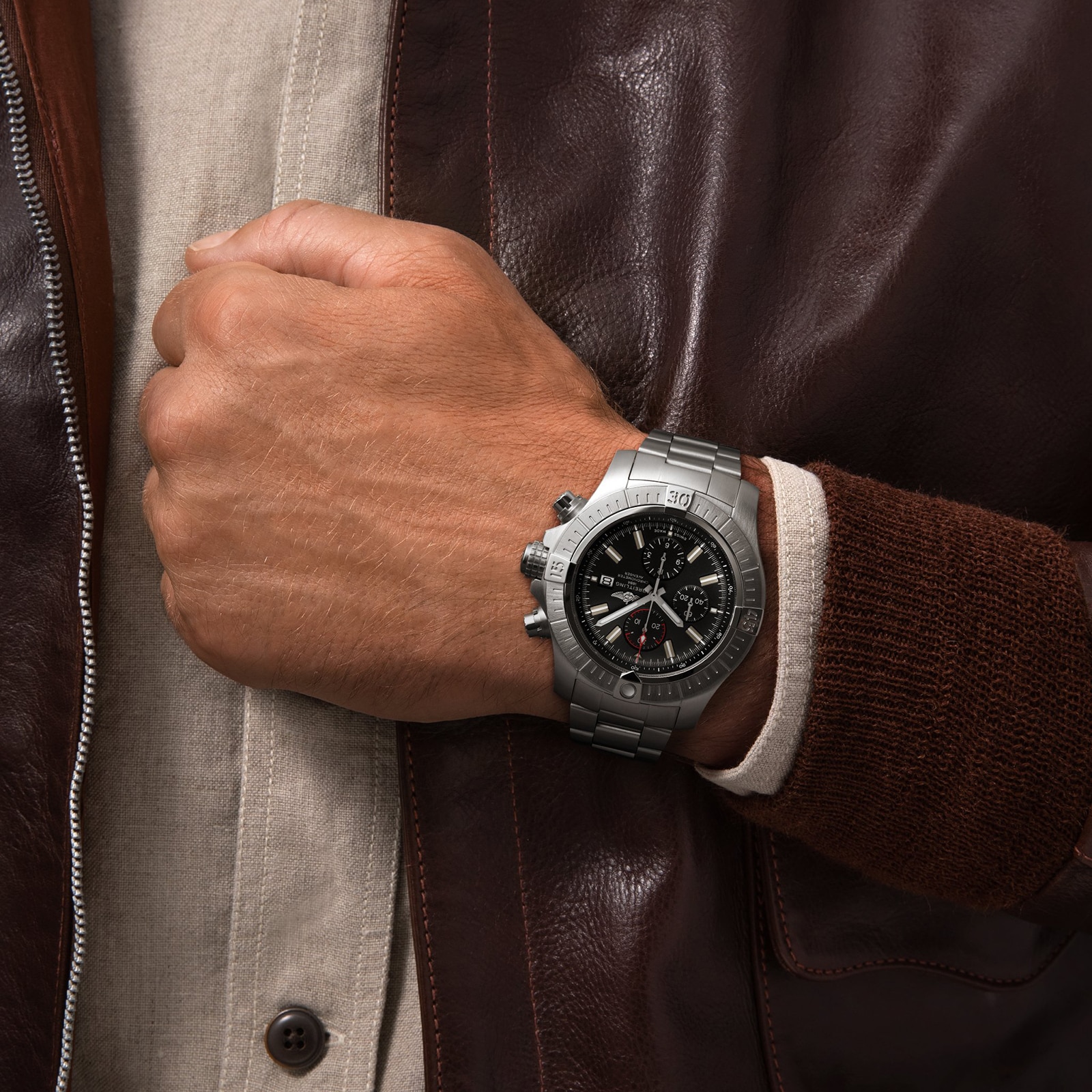 Replica Breitling Super Avenger Chronograph 48 Stainless Steel details A13375101B1A1