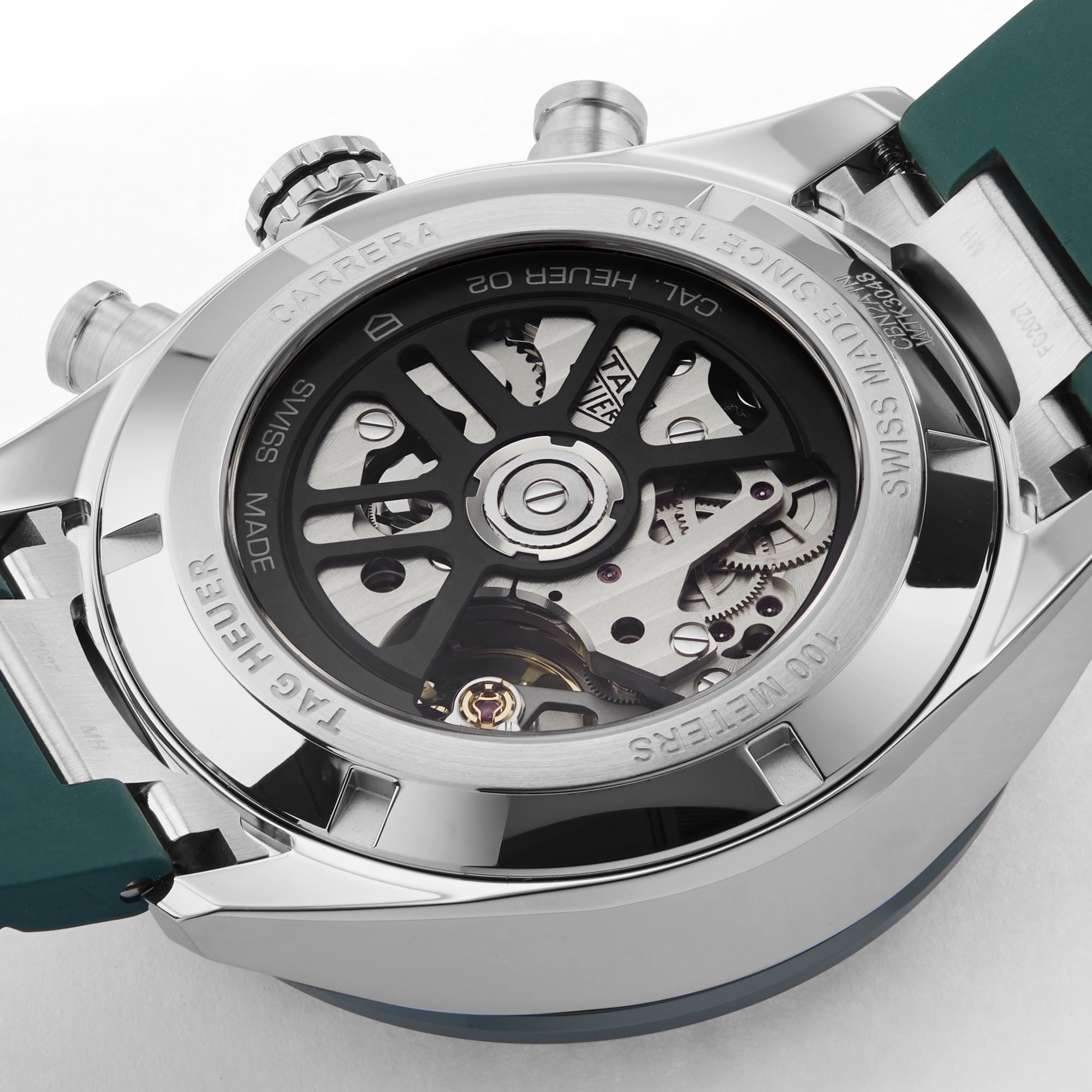 Replica TAG Heuer Carrera Chronograph 44mm Mens details Green Rubber CBN2A1N.FT6238 4 Replica TAG Heuer Carrera Chronograph 44mm Mens details Green Rubber CBN2A1N.FT6238