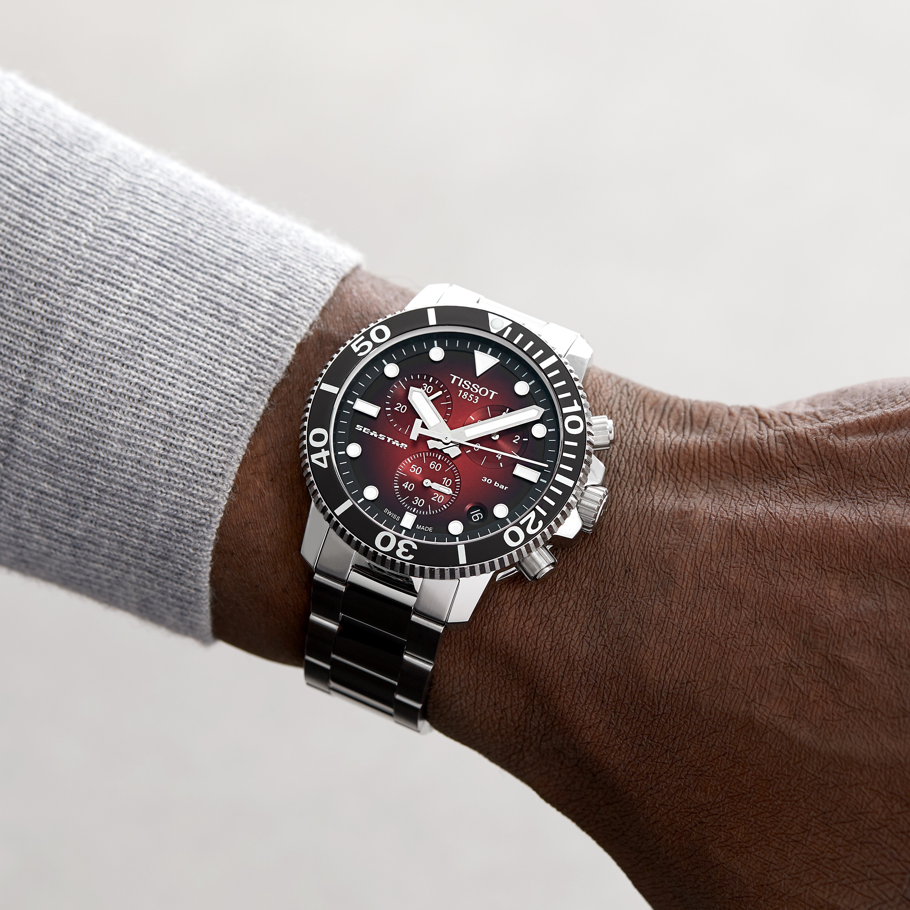 Replica Tissot T-Sport Seastar 1000 Quartz Chronograph 45.5mm Mens details Red T1204171142100
