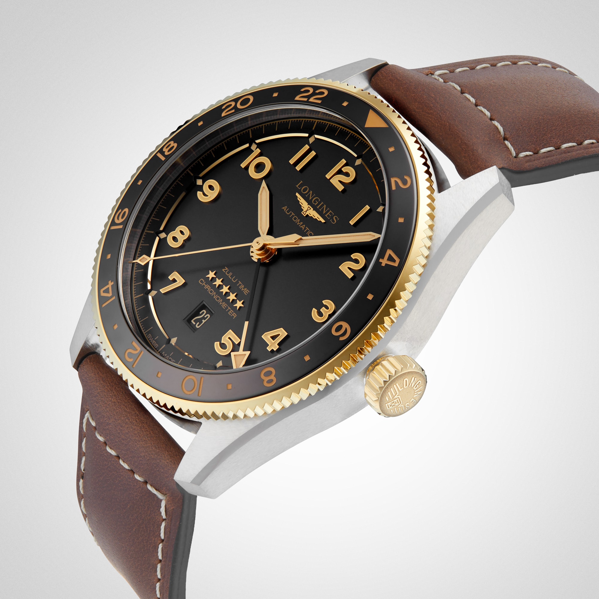 Replica Longines Spirit Zulu Time 42mm Mens details Black L38125532