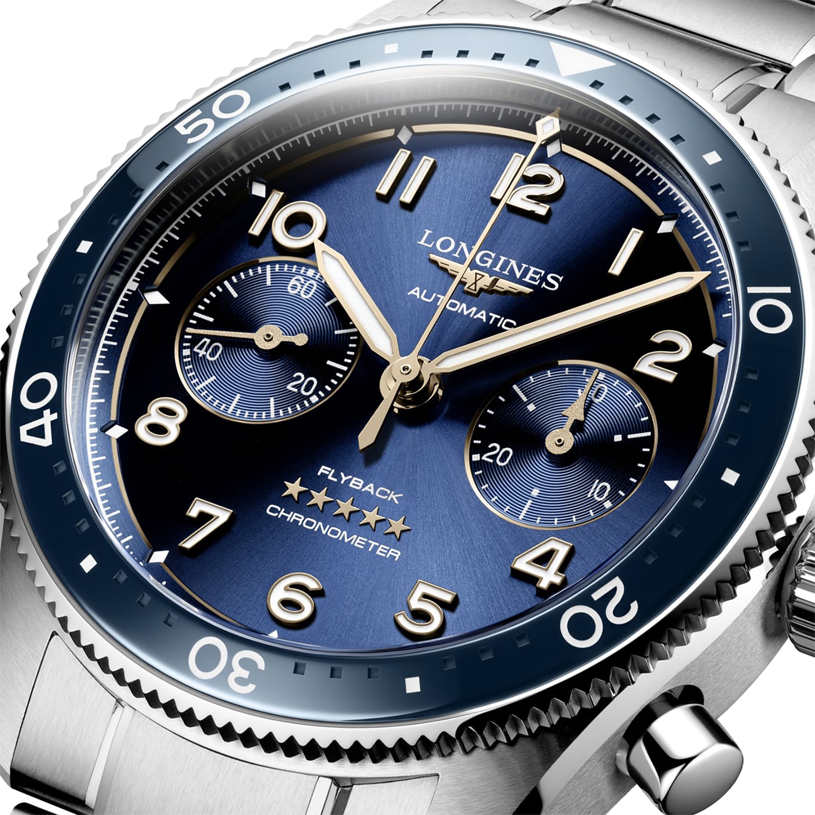 Replica Longines Spirit Flyback 42mm Stainless Steel Blue Sunray Dial L38214936