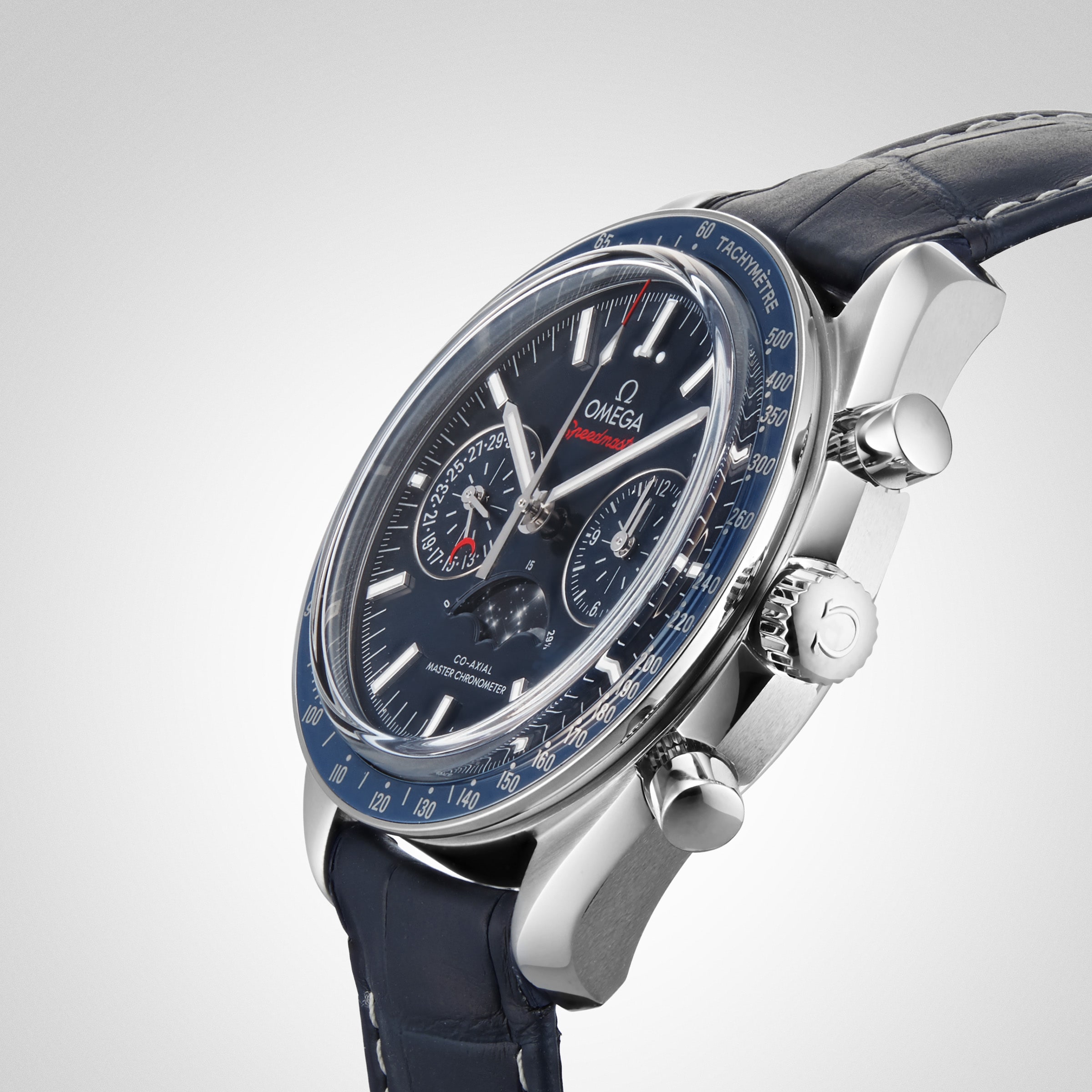 Replica Omega Speedmaster Moonphase Co-Axial Master Chronometer Chronograph Mens details O30433445203001