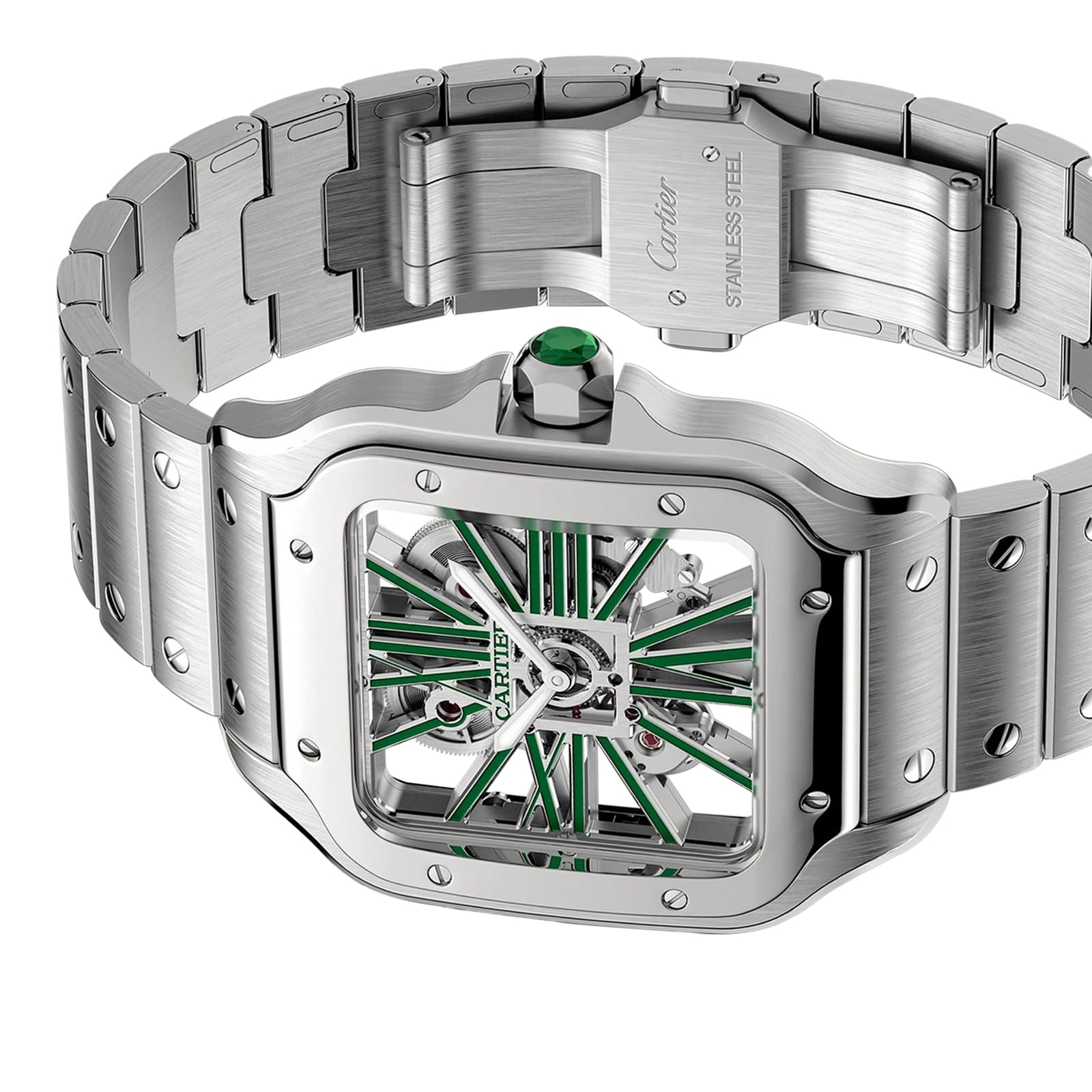 Replica Cartier Santos details skeleton large model Manufacture mechanical movement with manual winding WHSA0028