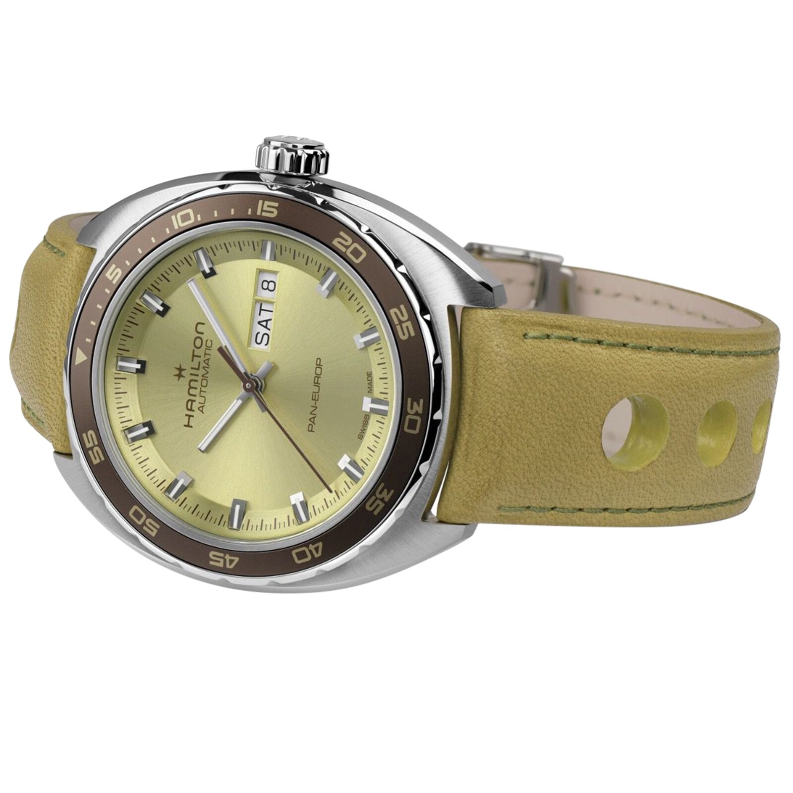 Replica Hamilton American Classic Pan Europ Day Date Automatic 42mm Mens details Green H35445860 5 Replica Hamilton American Classic Pan Europ Day Date Automatic 42mm Mens details Green H35445860