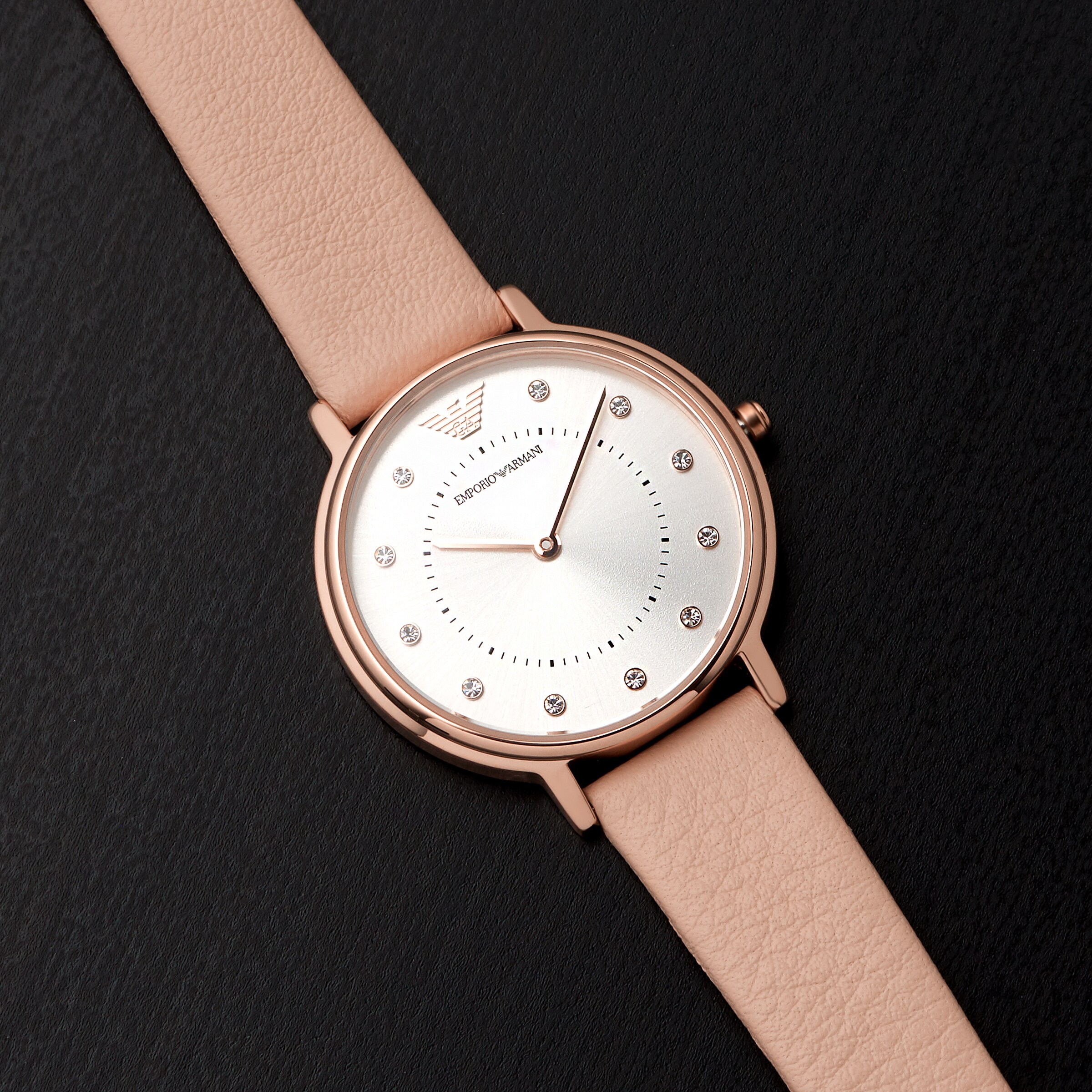 Replica Emporio Armani Women's Crystal Leather Pink Strap details AR2510 5 Replica Emporio Armani Women's Crystal Leather Pink Strap details AR2510