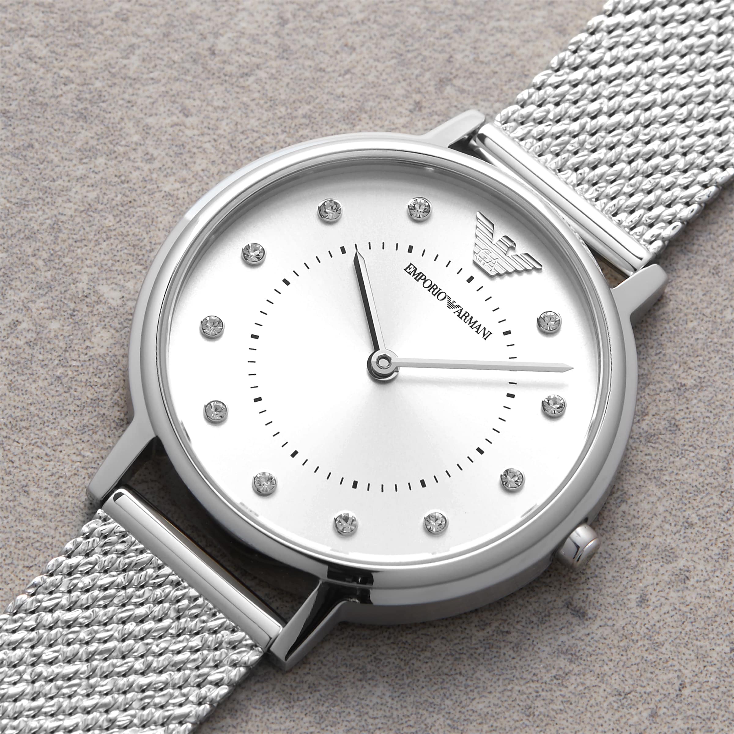 Replica Emporio Armani Silver Tone Mesh Ladies details AR11128
