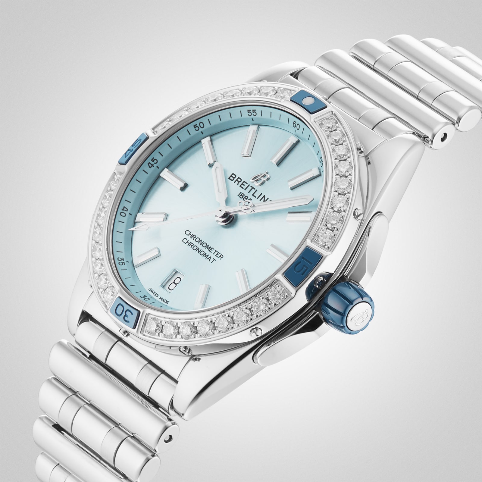 Replica Breitling Super Chronomat Automatic 38 Blue Stainless Steel Bracelet details A17356531C1A1 5 Replica Breitling Super Chronomat Automatic 38 Blue Stainless Steel Bracelet details A17356531C1A1