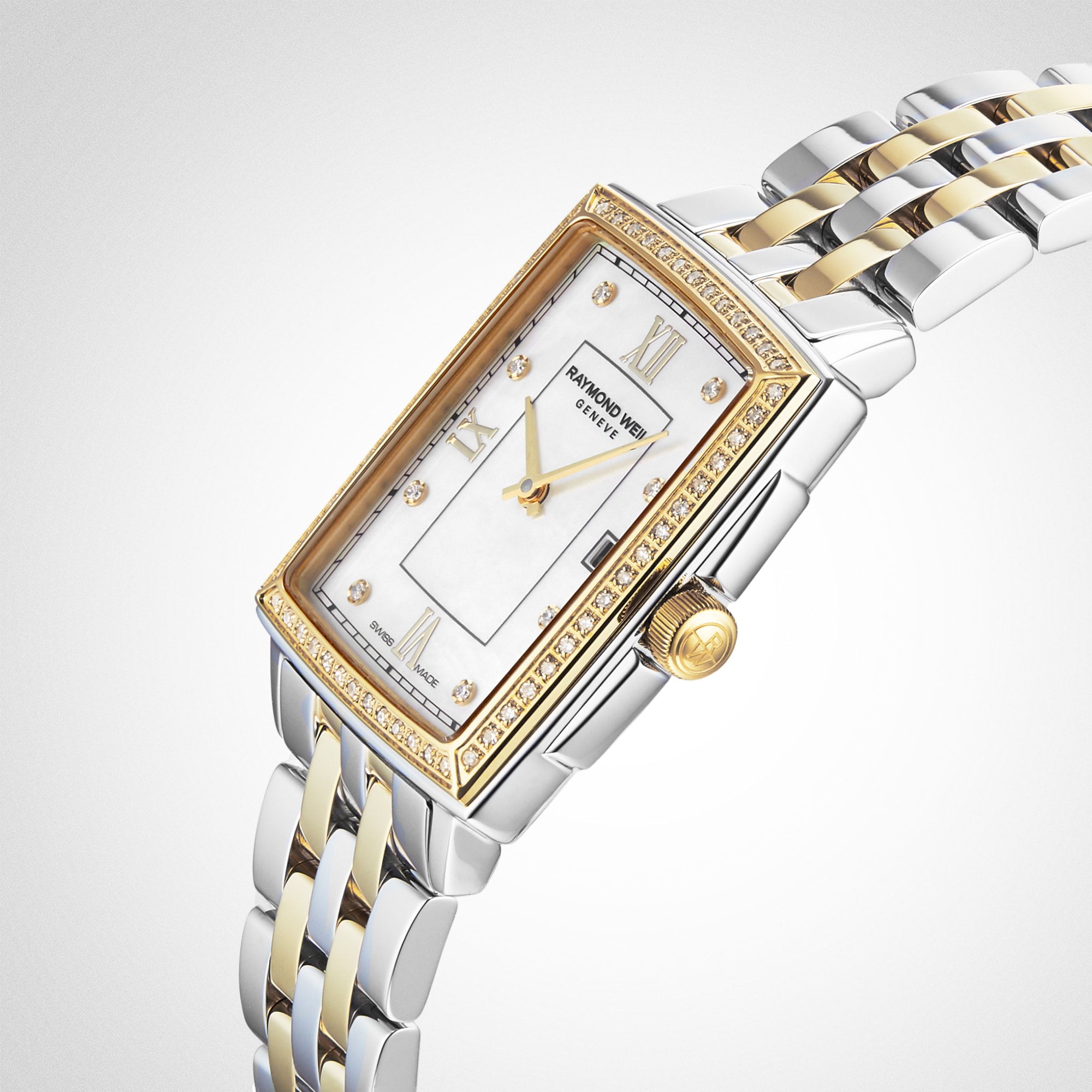 Replica Raymond Weil Toccata Ladies Rectangular 68 Diamonds details 22.6mm 5925-SPS-00995
