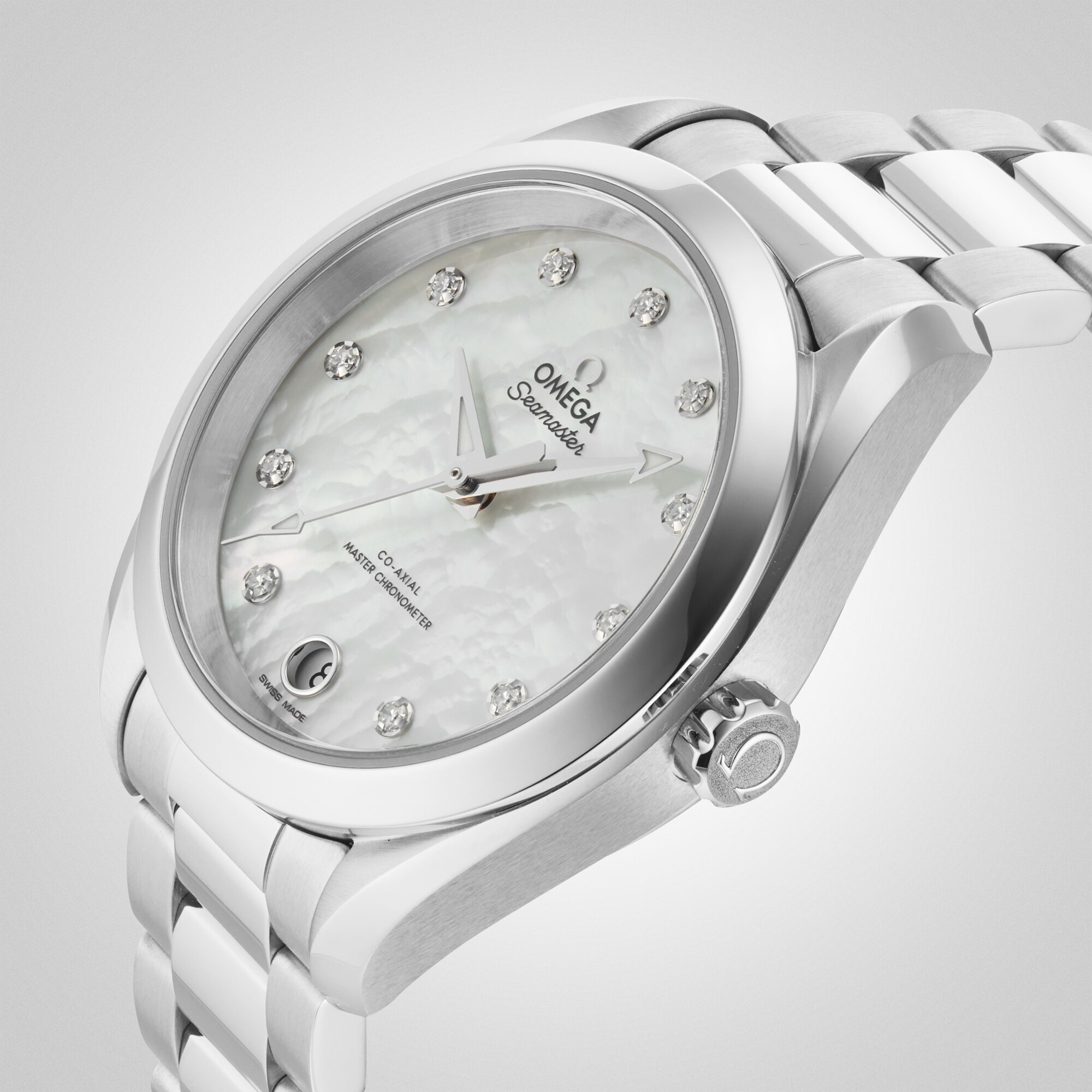 Replica Omega Seamaster Aqua Terra 150M Ladies 34mm Automatic Co-Axial Diamond Dot details O22010342055001