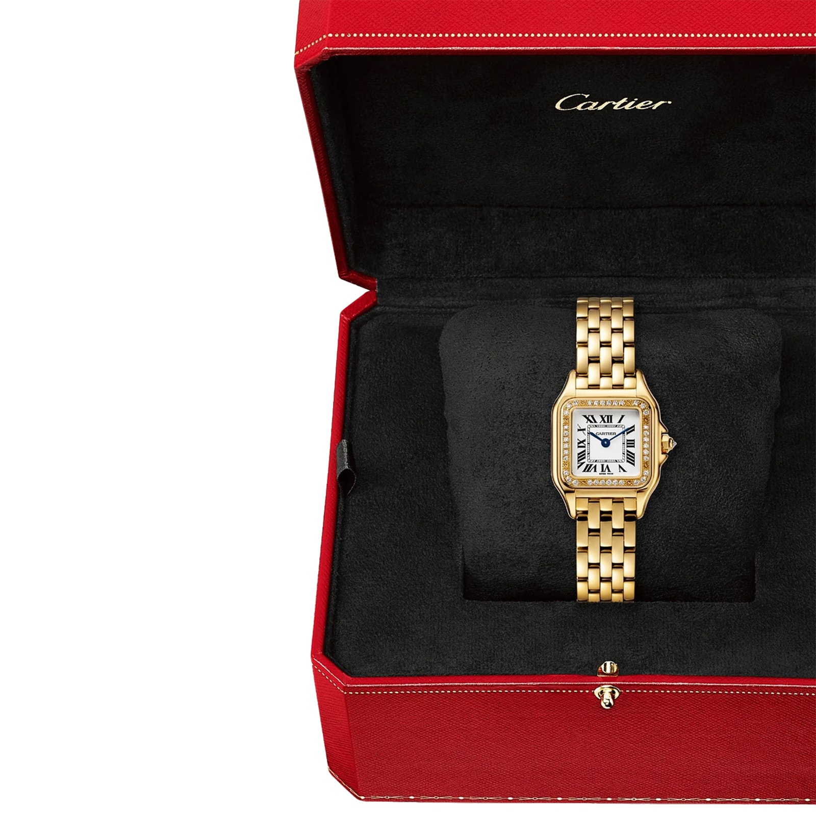 Replica Cartier Panthere De Cartier details Small Model Quartz Movement Yellow Gold Diamonds WJPN0048