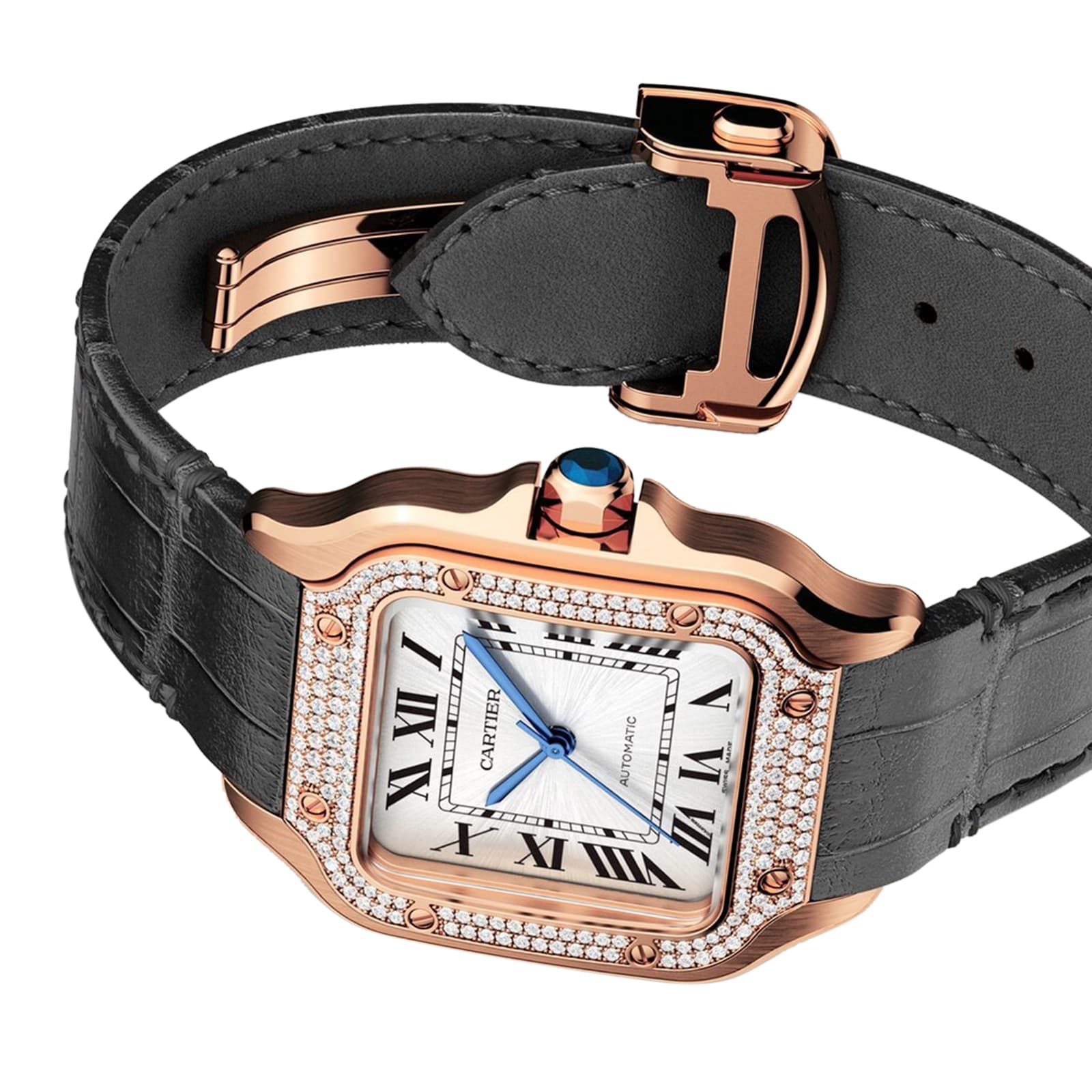 Replica Cartier Santos De Cartier details Medium Model Automatic Movement Rose Gold Diamonds WJSA0012 5 Replica Cartier Santos De Cartier details Medium Model Automatic Movement Rose Gold Diamonds WJSA0012