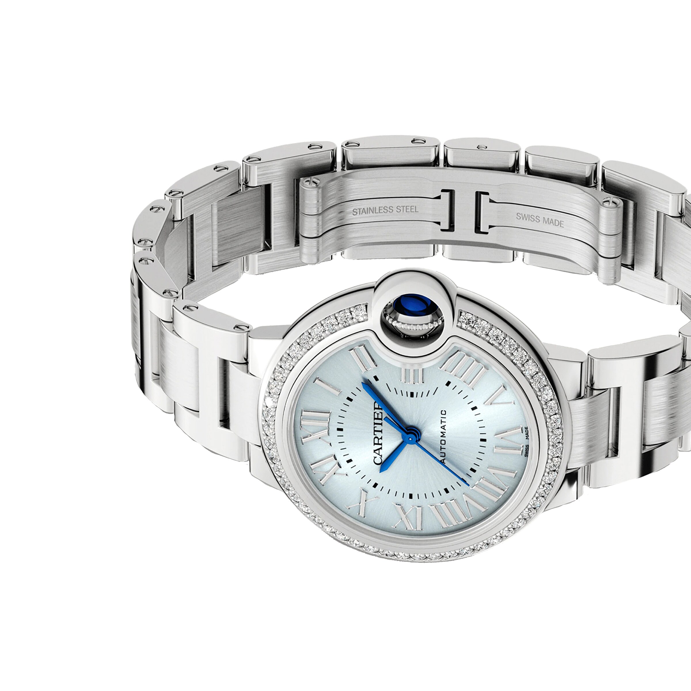 Replica Cartier Ballon Bleu De Cartier details 33mm Automatic Movement Steel Diamonds W4BB0028 5 Replica Cartier Ballon Bleu De Cartier details 33mm Automatic Movement Steel Diamonds W4BB0028