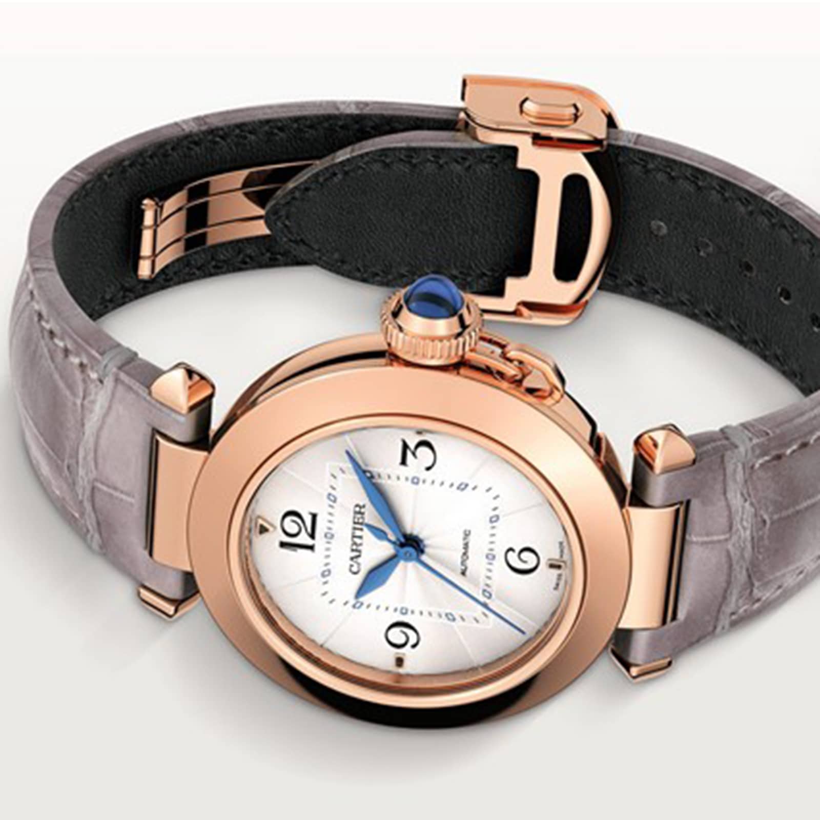 Replica Cartier Pasha De Cartier details 35mm Automatic Movement Rose Gold 2 Interchangeable Leather Straps WGPA0014 5 Replica Cartier Pasha De Cartier details 35mm Automatic Movement Rose Gold 2 Interchangeable Leather Straps WGPA0014