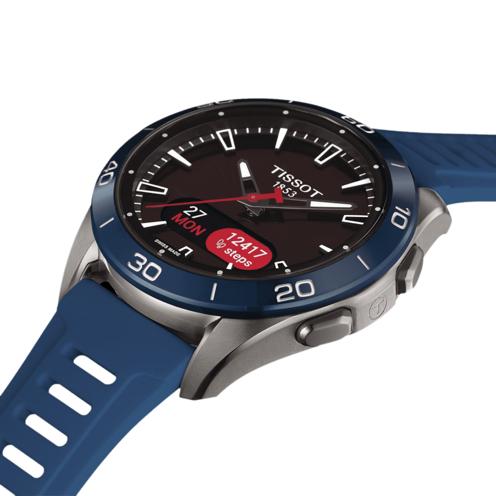Replica Tissot T-Touch Connect Sport 44mm Unisex details Black With Blue Silicone Strap T1534204705101