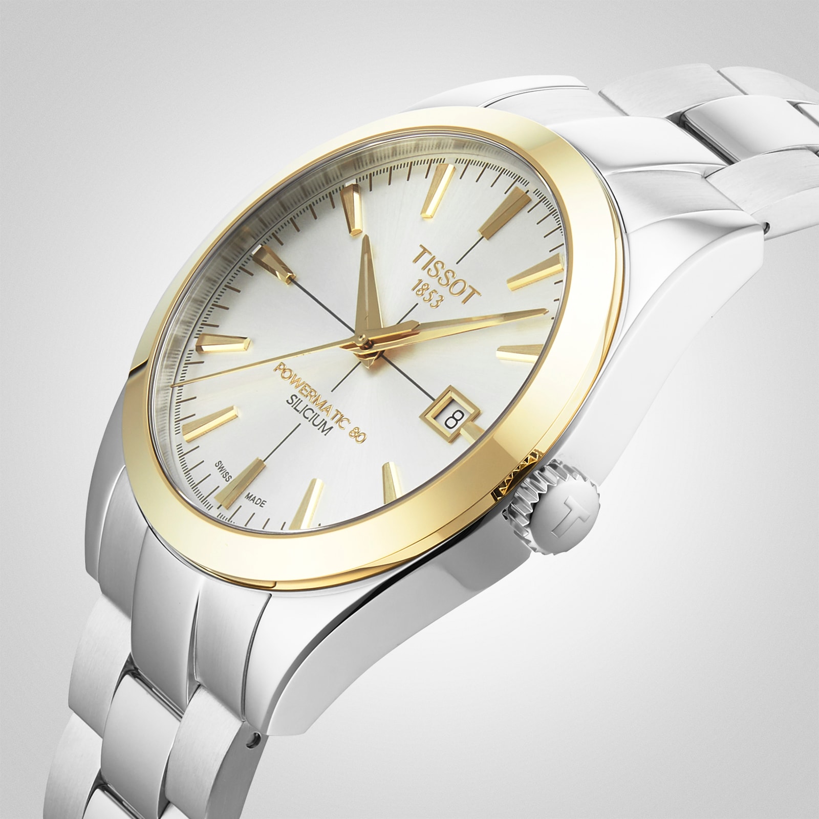 Replica Tissot Gentleman Powermatic 80 Silicium Solid 18k Gold Bezel 40mm Mens details T9274074103101