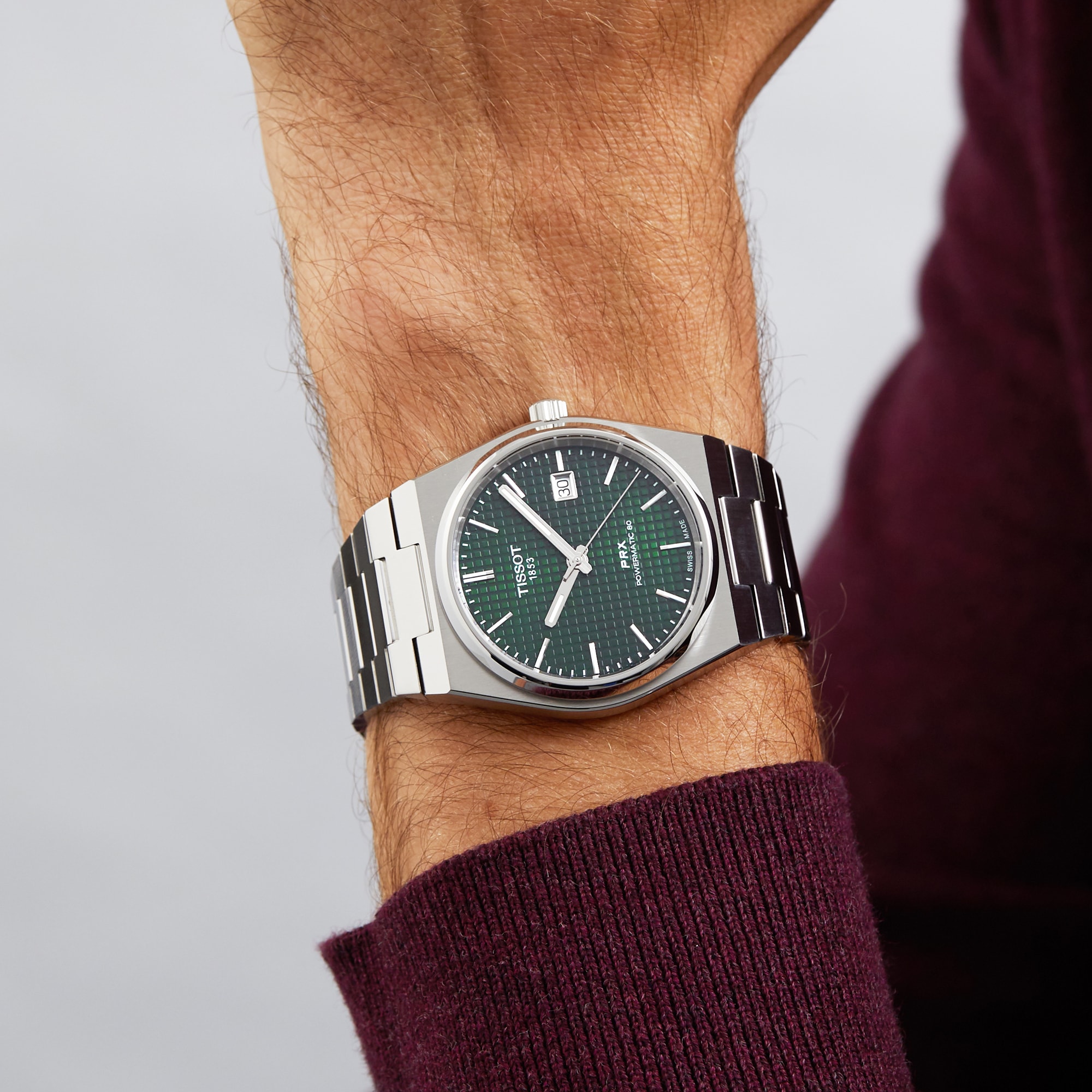 Replica Tissot T-Classic PRX Powermatic 80 40mm Mens details Green T1374071109100