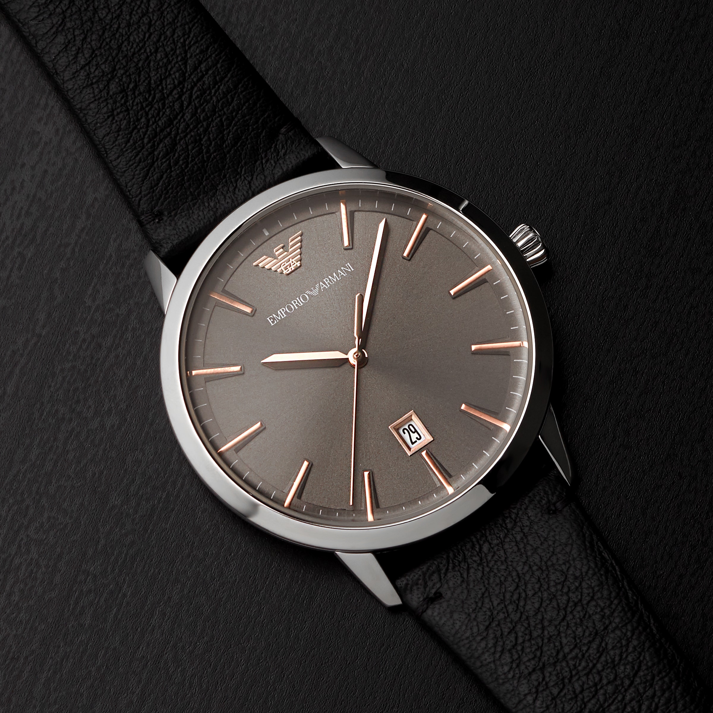 Replica Emporio Armani Black Leather Gents details AR11277 5 Replica Emporio Armani Black Leather Gents details AR11277