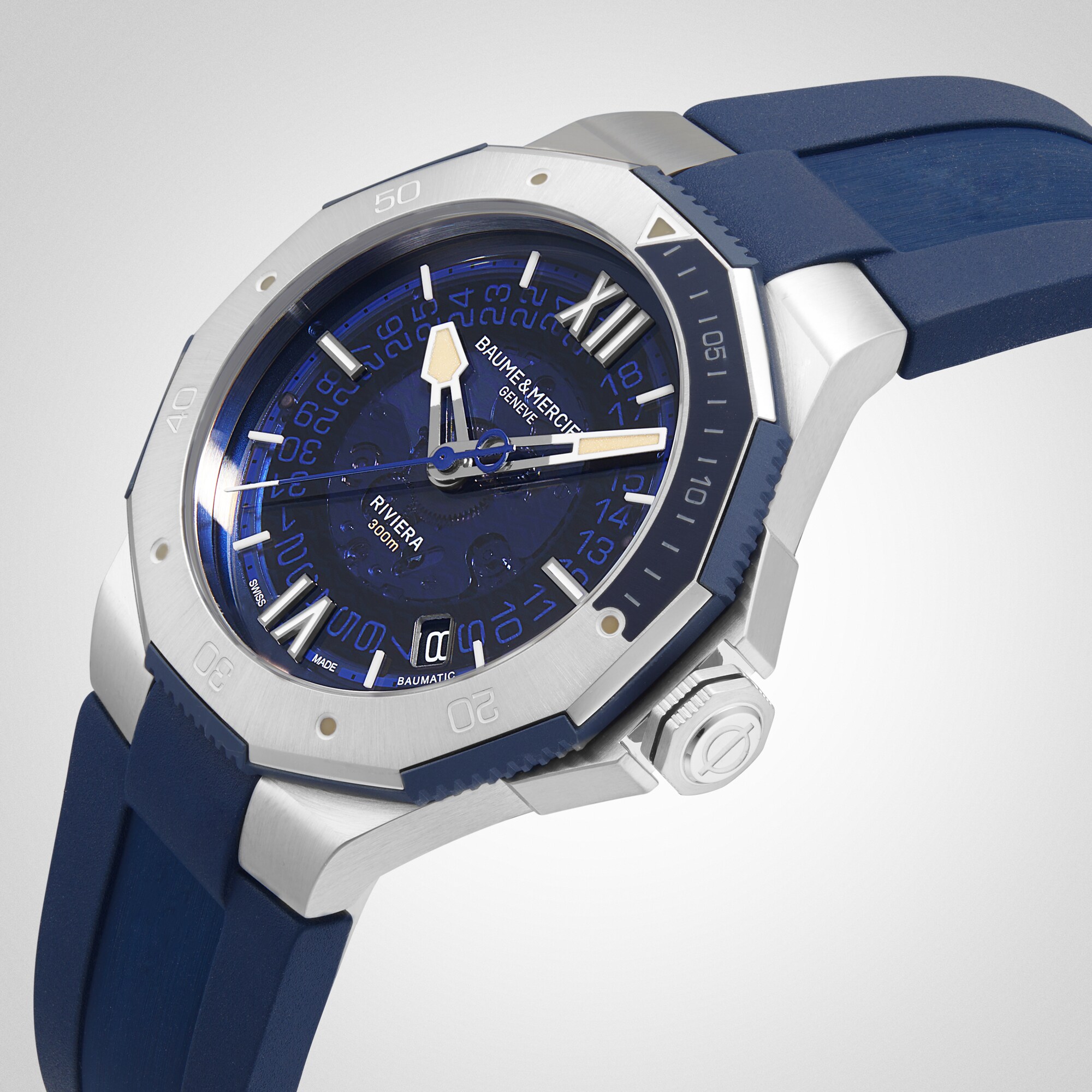 Replica Baume & Mercier Riviera Automatic 42mm Mens details Blue BMOA10716