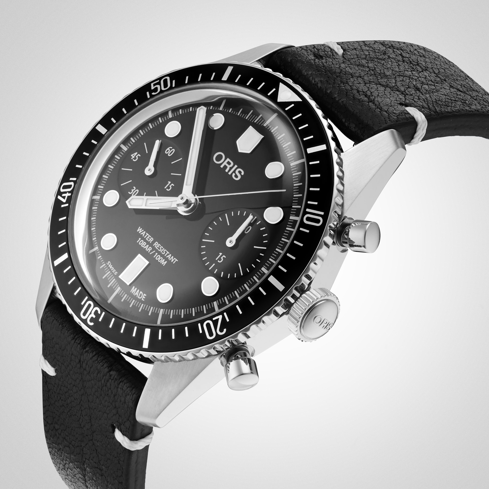 Replica Oris Divers Sixty Five Chronograph 40mm Mens details Black Leather 01 771 7791 4054-07 6 20 01