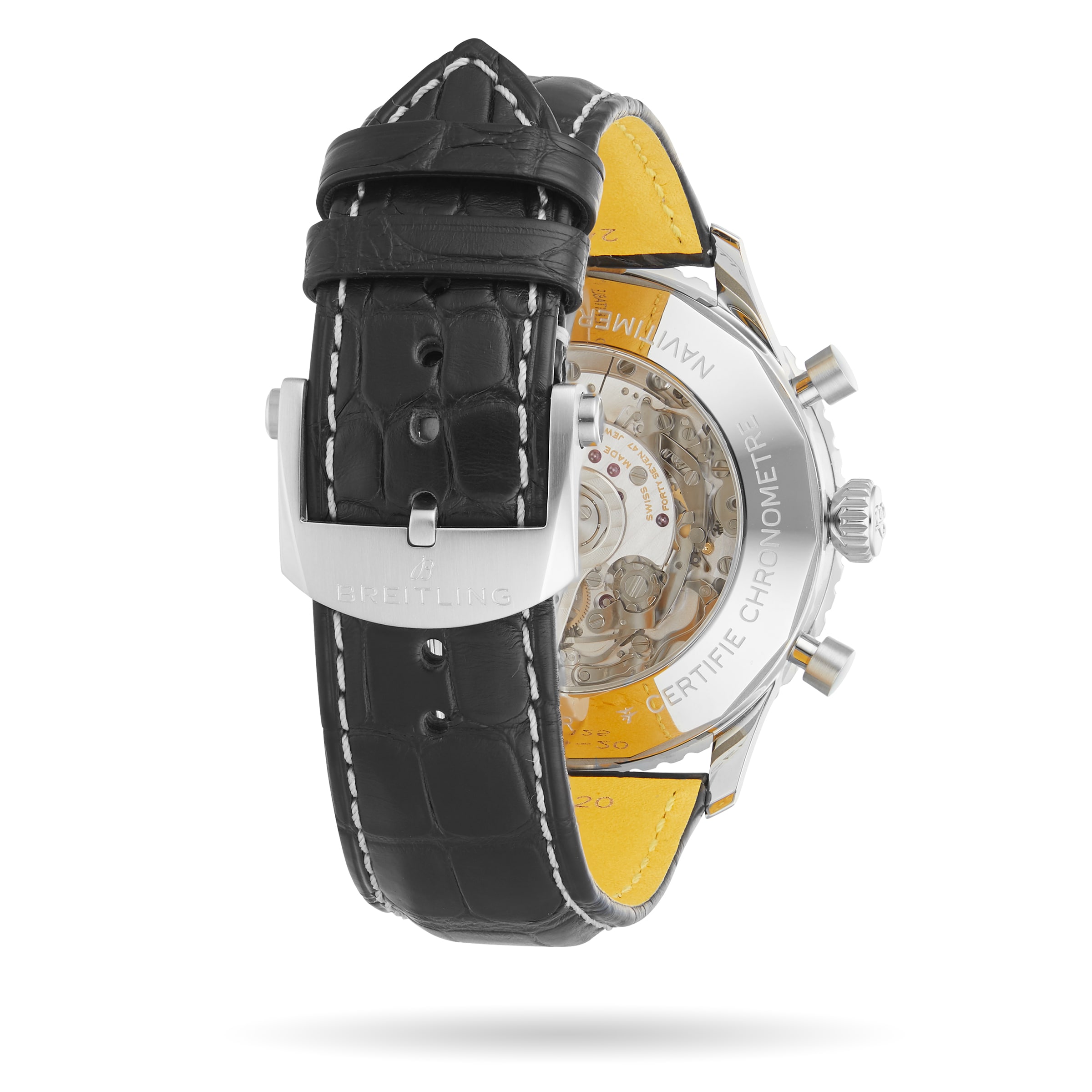 Replica Breitling Navitimer B01 Chronograph 46 Stainless Steel Leather Strap details AB0137241L1P1