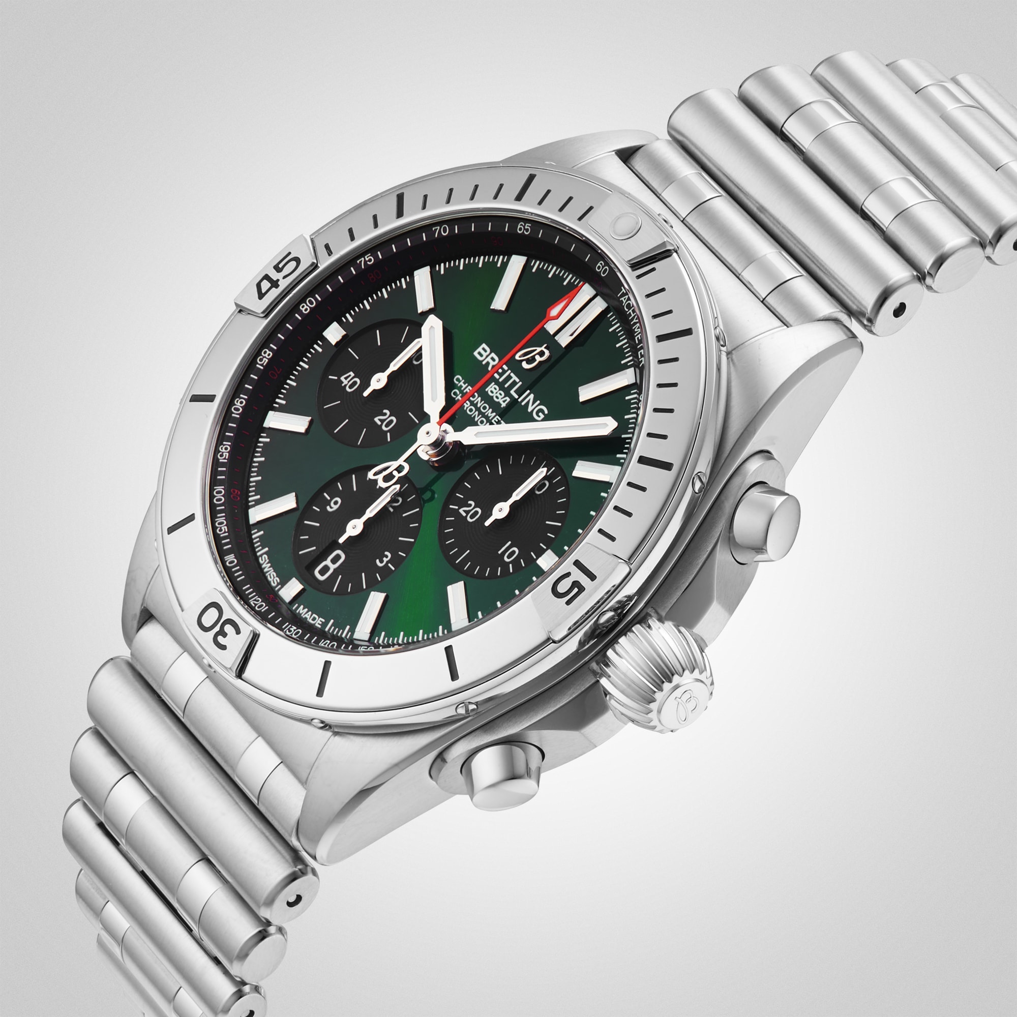 Replica Breitling Chronomat B01 42 Stainless Steel - Green details AB0134101L1A1