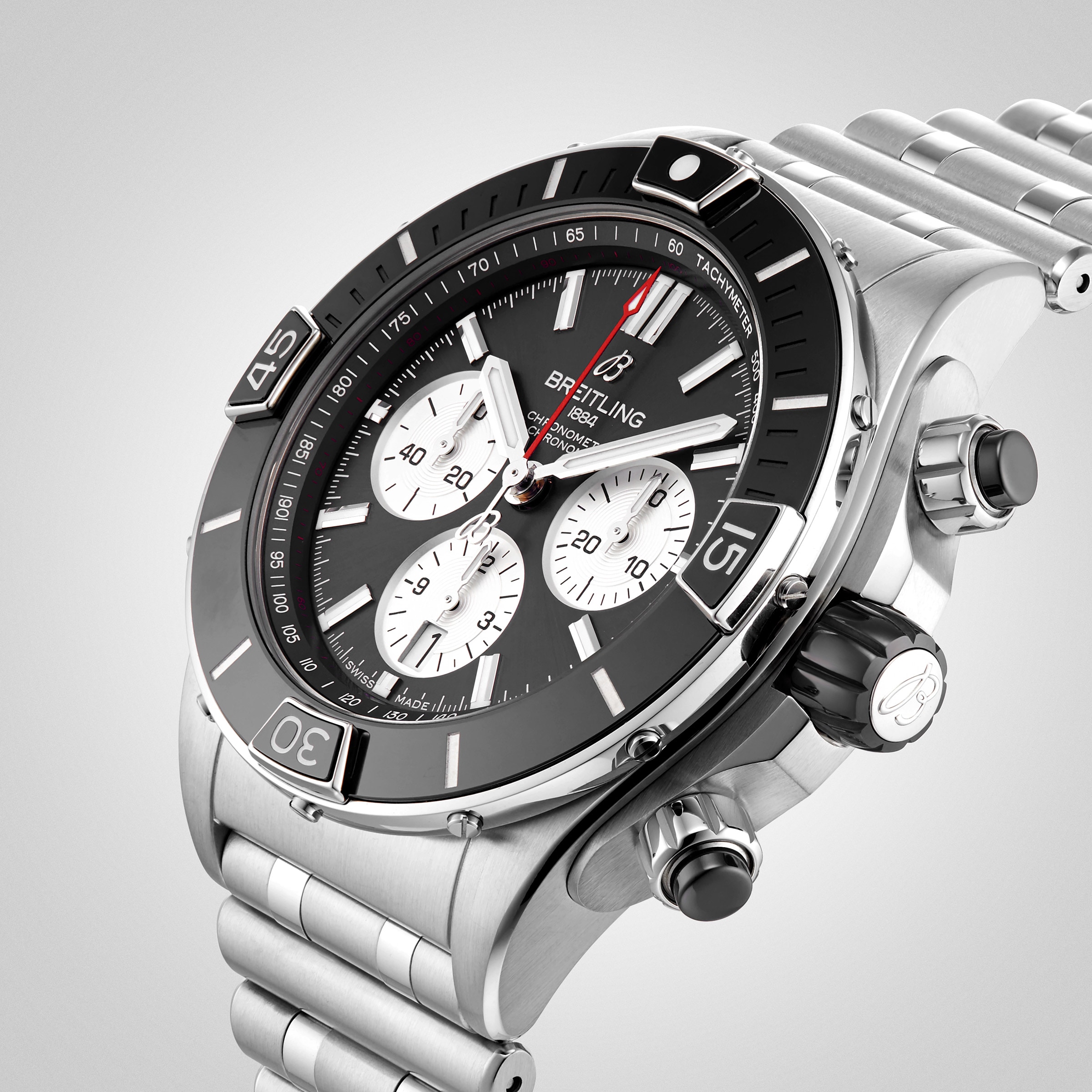 Replica Breitling Super Chronomat B01 44 Stainless Steel details AB0136251B1A1