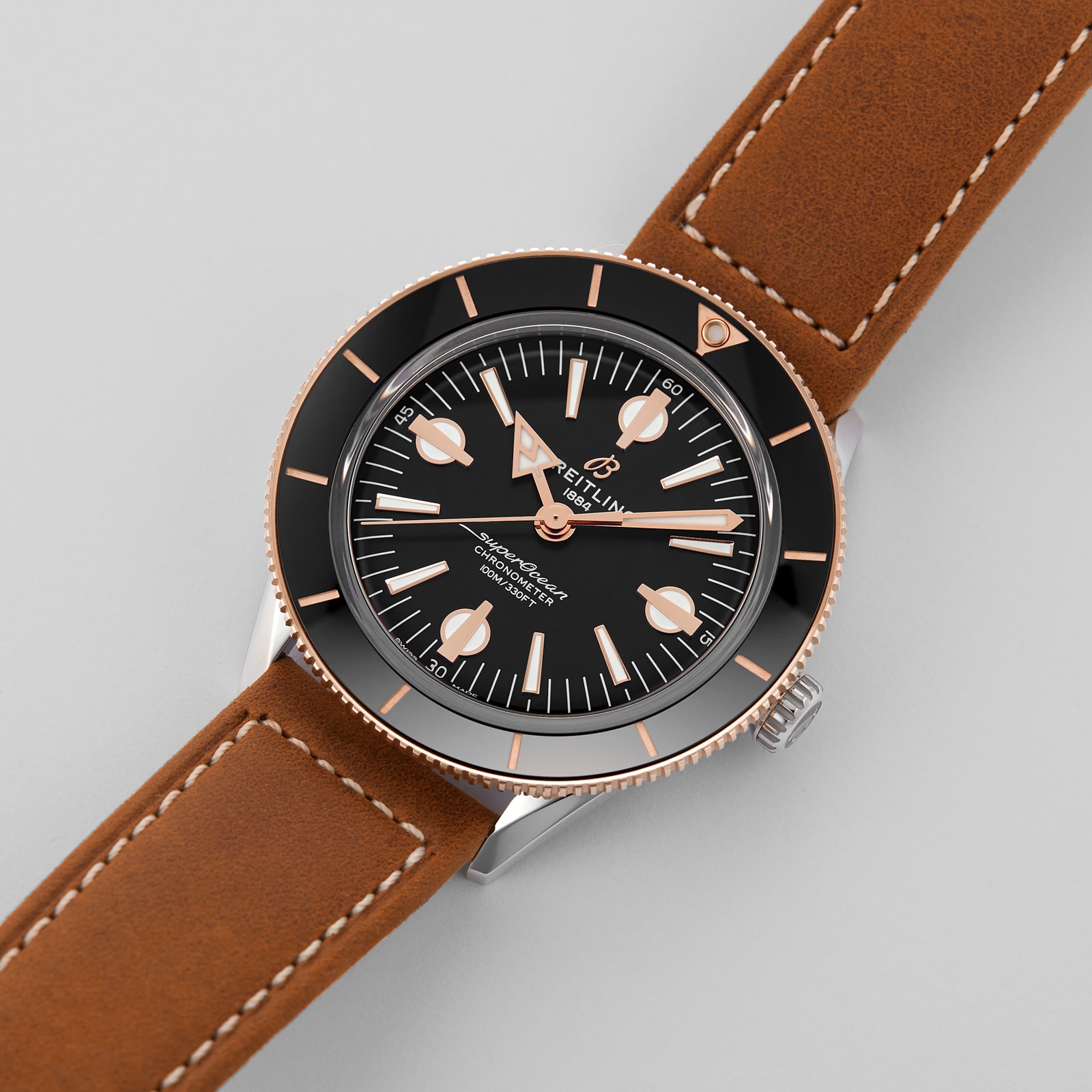 Replica Breitling Superocean Heritage '57 Stainless Steel 18k Red Gold Leather Strap details U10370121B1X1 5 Replica Breitling Superocean Heritage '57 Stainless Steel 18k Red Gold Leather Strap details U10370121B1X1