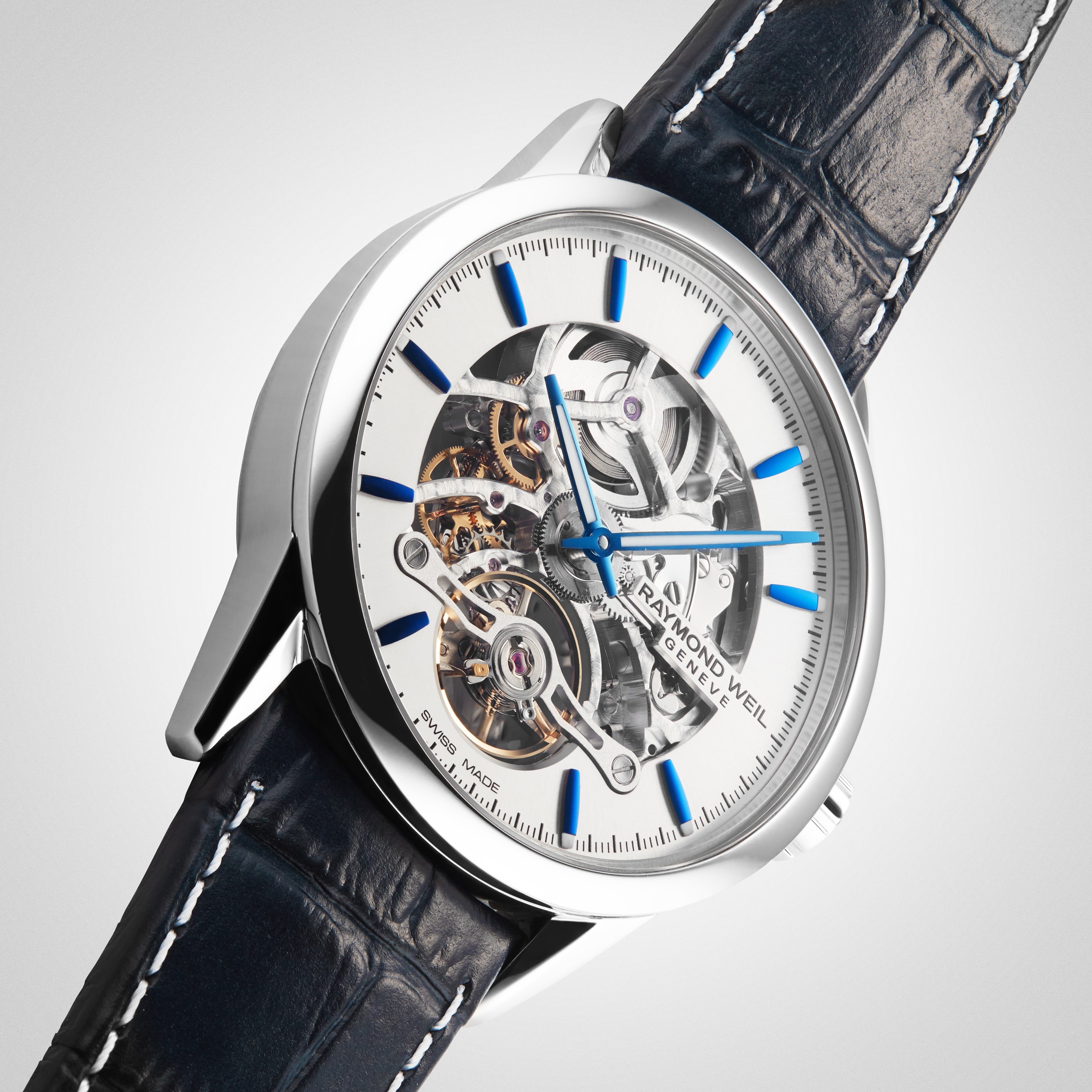 Replica Raymond Weil Blue Skeleton Freelancer 2785 42.5mm Mens details 2785-STC-65001