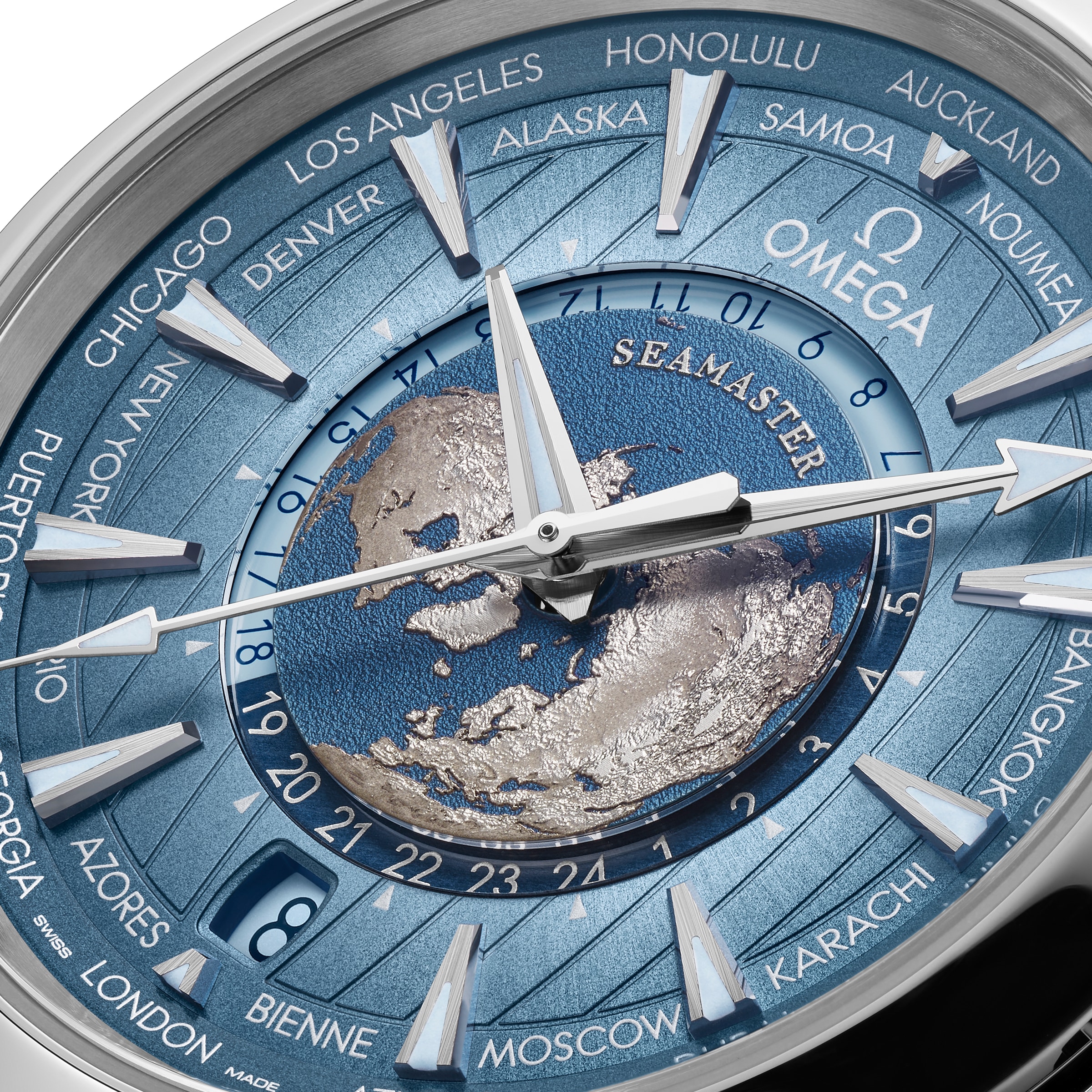 Replica Omega Seamaster Aqua Terra 150M Co-Axial Master Chronometer Gmt Worldtimer 43mm Summer Blue O22010432203002 5 Replica Omega Seamaster Aqua Terra 150M Co-Axial Master Chronometer Gmt Worldtimer 43mm Summer Blue O22010432203002