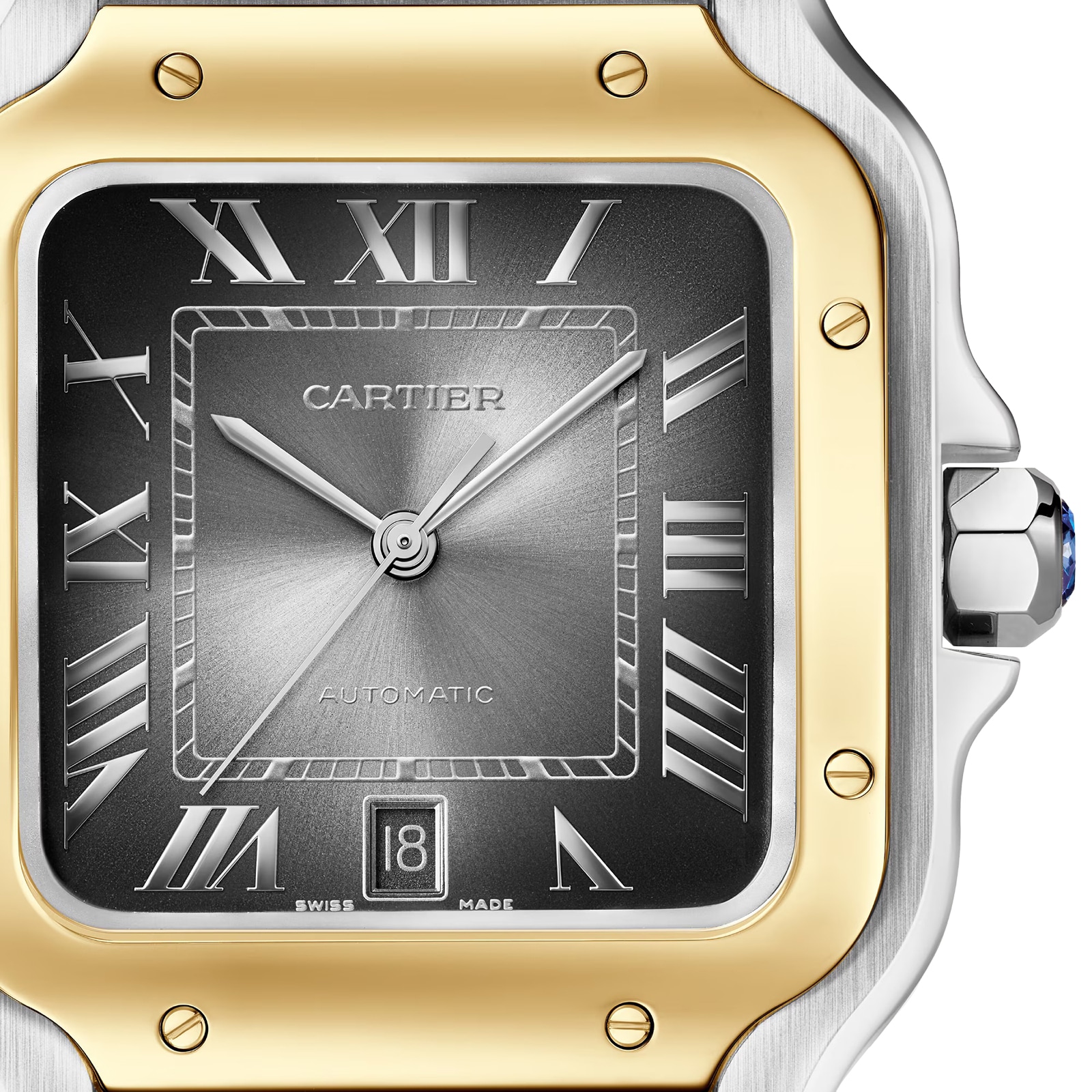 Replica Cartier Santos De Cartier details Large Model Automatic Winding Steel Case Yellow Gold Interchangeable Leather Strap W2SA0030 6 Replica Cartier Santos De Cartier details Large Model Automatic Winding Steel Case Yellow Gold Interchangeable Leather Strap W2SA0030