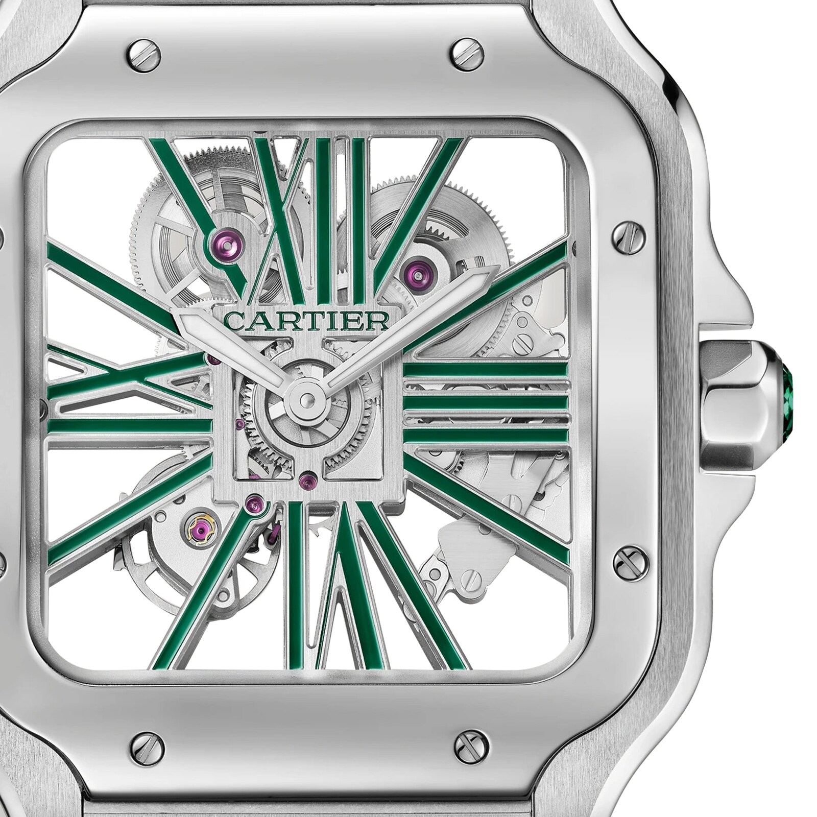 Replica Cartier Santos details skeleton large model Manufacture mechanical movement with manual winding WHSA0028