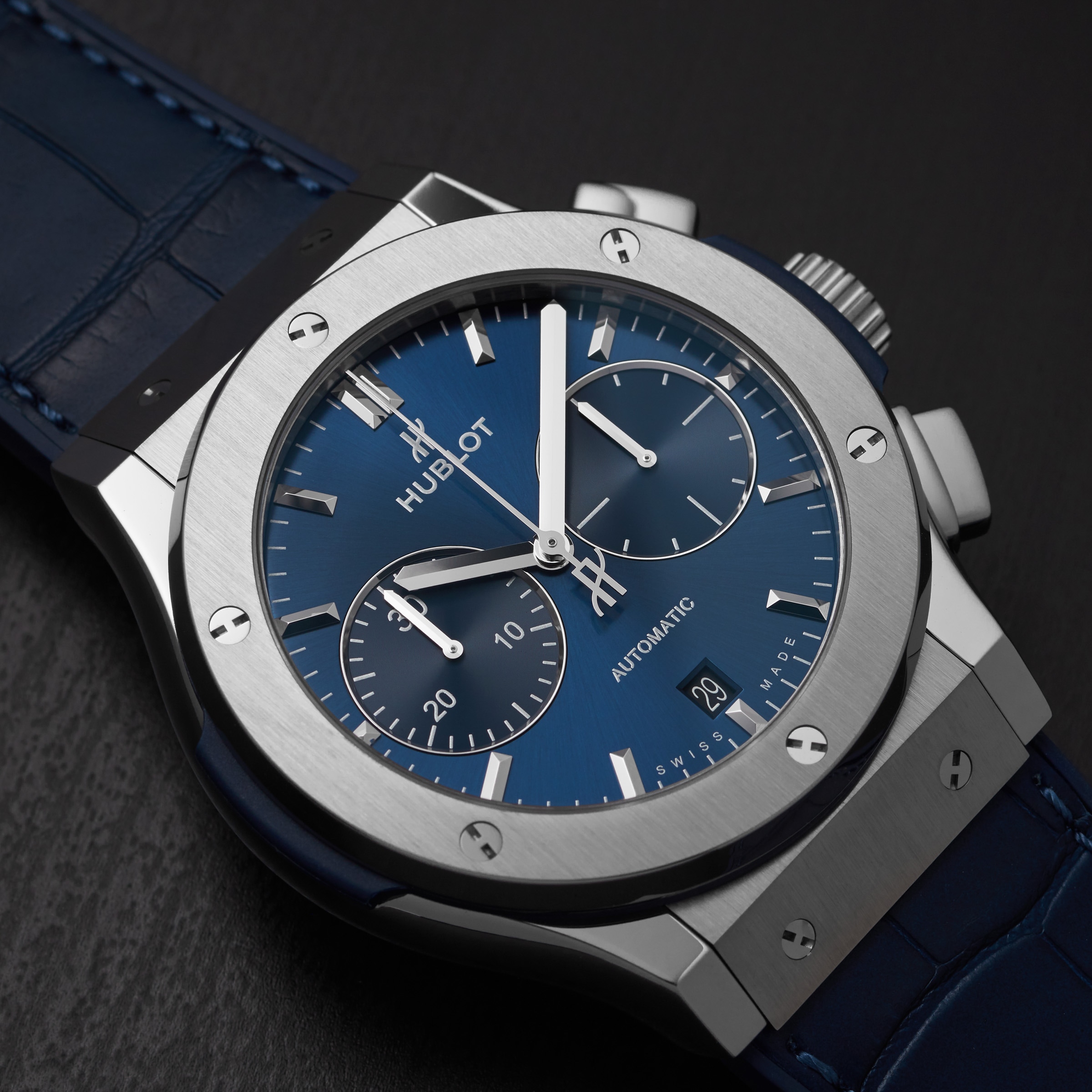 Replica Hublot Classic Fusion Blue Chronograph Titanium 45mm 521.NX.7170.LR