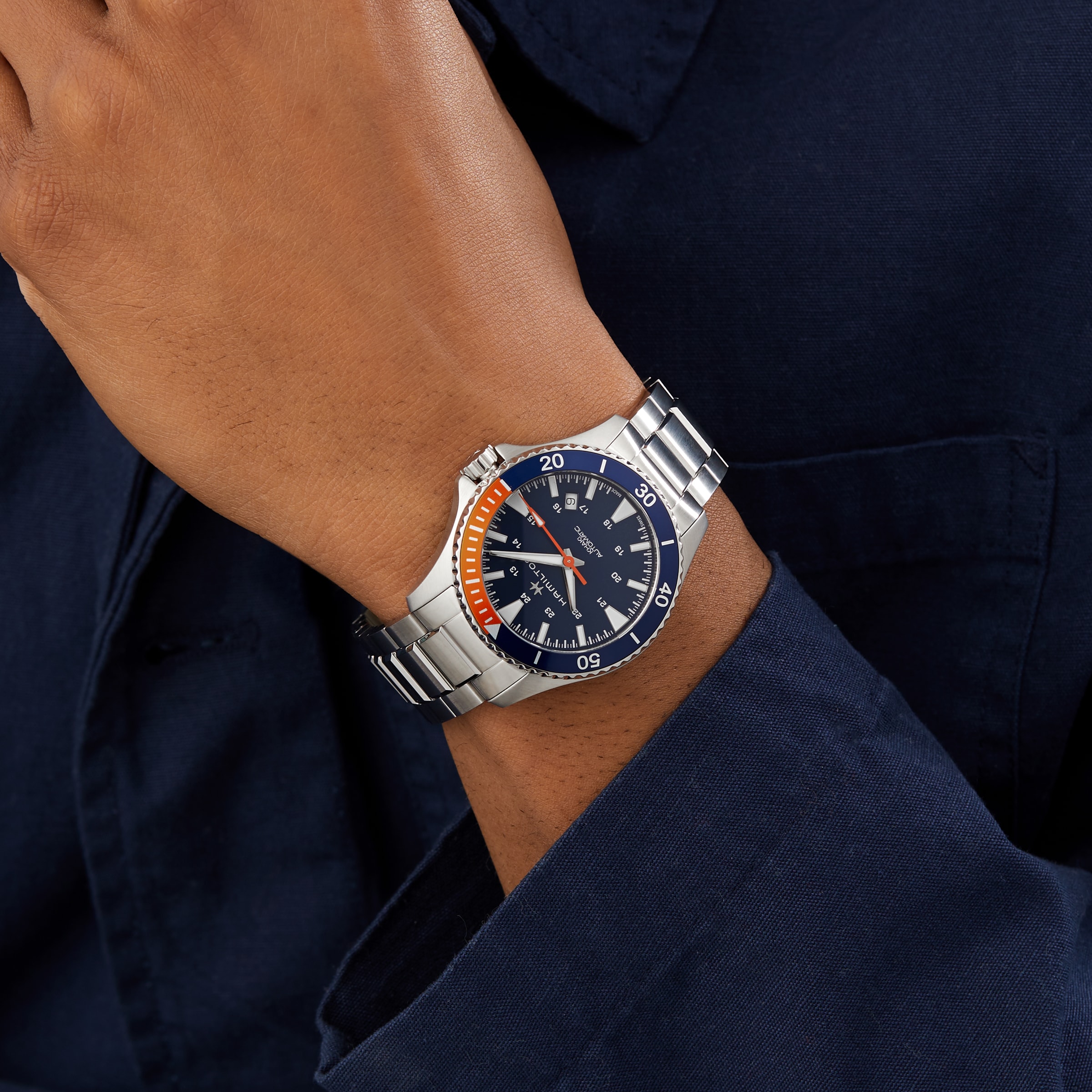 Replica Hamilton Khaki Navy Scuba Auto 40mm Mens details Blue H82365141