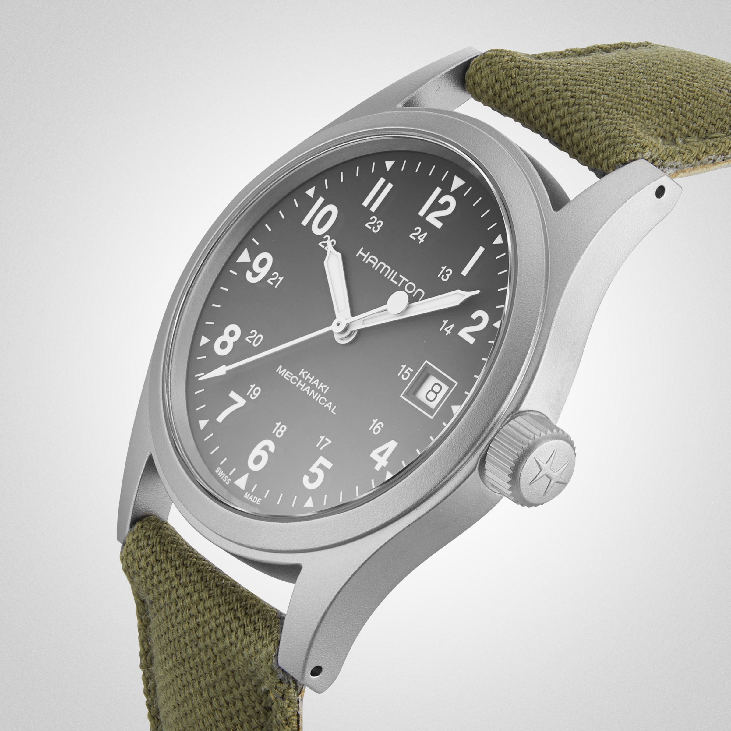 Replica Hamilton Khaki Field Mechanical 38mm Mens details Green H69439363