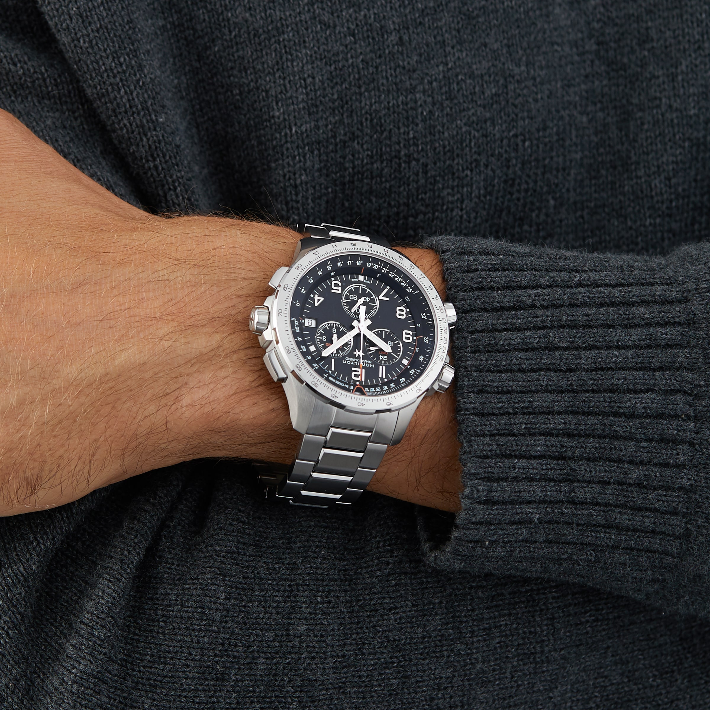Replica Hamilton Khaki Aviation X-Wind GMT Chrono Quartz 46mm Mens details Black H77912135 6 Replica Hamilton Khaki Aviation X-Wind GMT Chrono Quartz 46mm Mens details Black H77912135