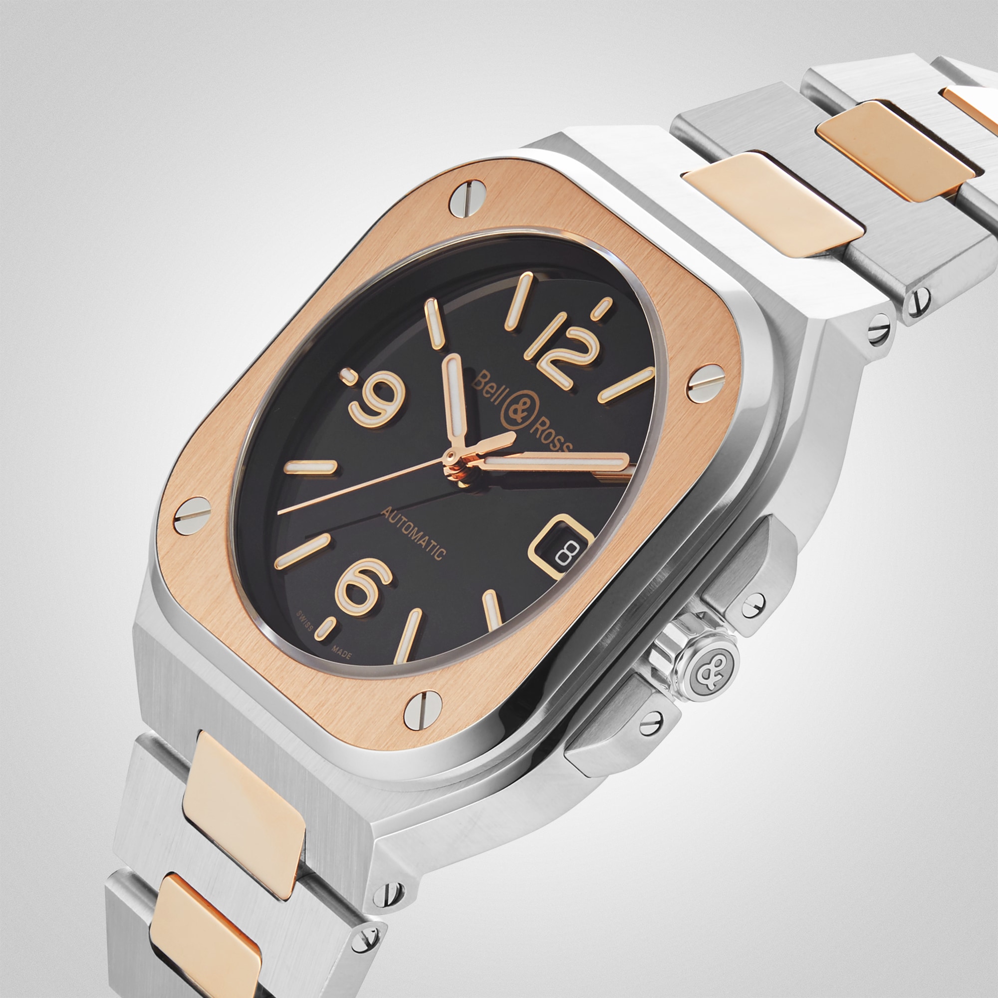Replica Bell & Ross BR 05 BLACK STEEL GOLD 40mm BR05A-BL-STPG/SSG 6 Replica Bell & Ross BR 05 BLACK STEEL GOLD 40mm BR05A-BL-STPG/SSG