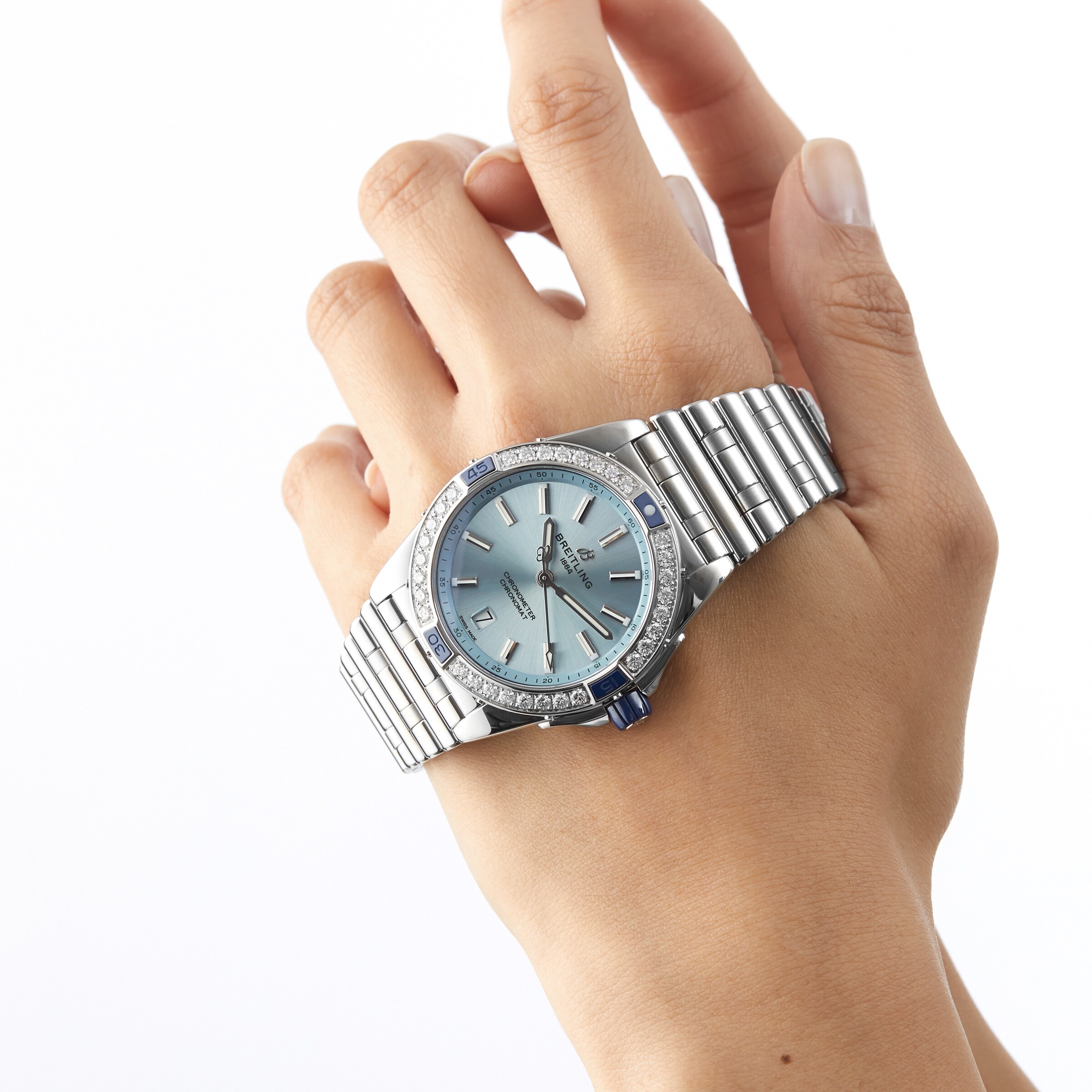 Replica Breitling Super Chronomat Automatic 38 Blue Stainless Steel Bracelet details A17356531C1A1 6 Replica Breitling Super Chronomat Automatic 38 Blue Stainless Steel Bracelet details A17356531C1A1