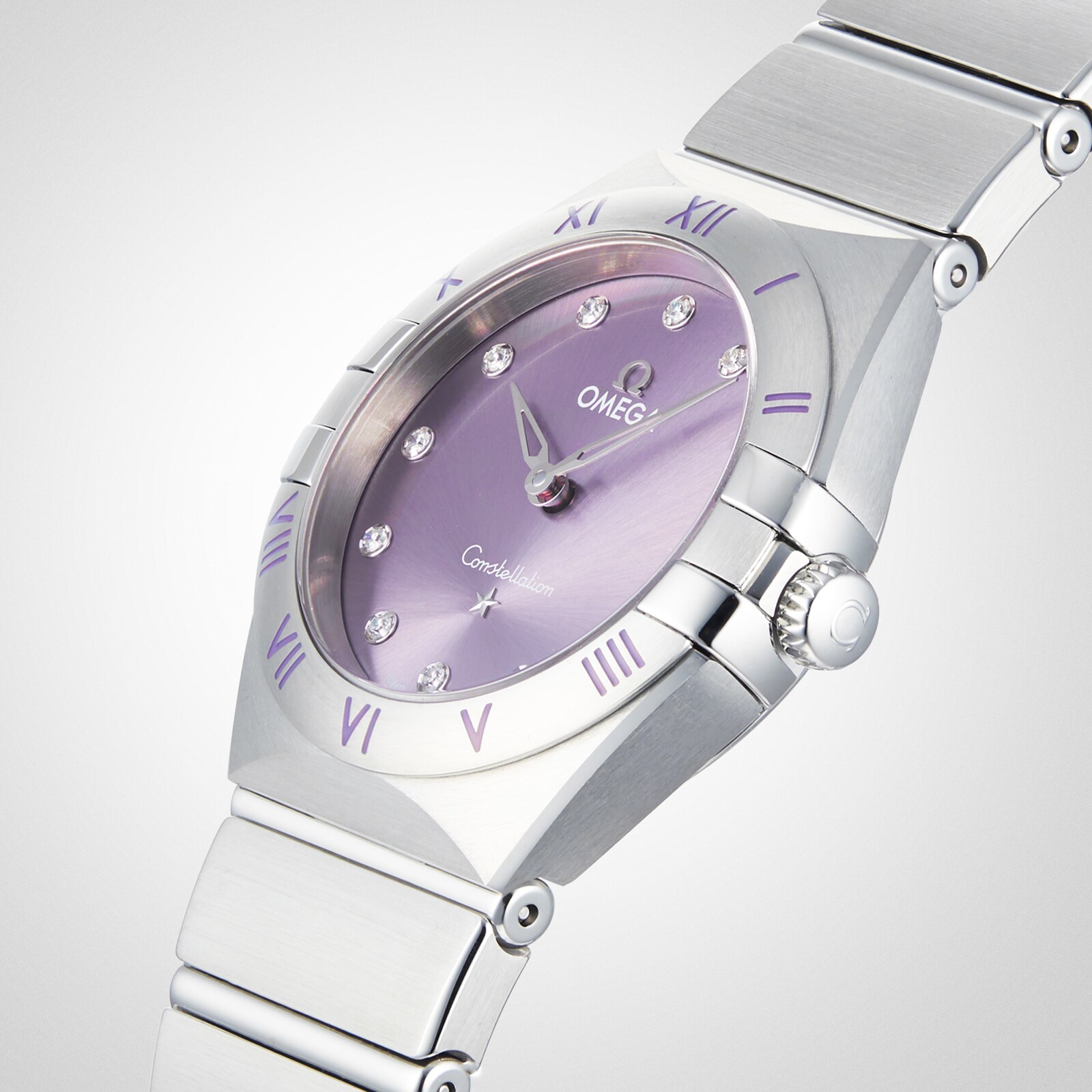 Replica Omega Constellation Co-Axial 28mm Ladies details Purple O13110286060002 6 Replica Omega Constellation Co-Axial 28mm Ladies details Purple O13110286060002