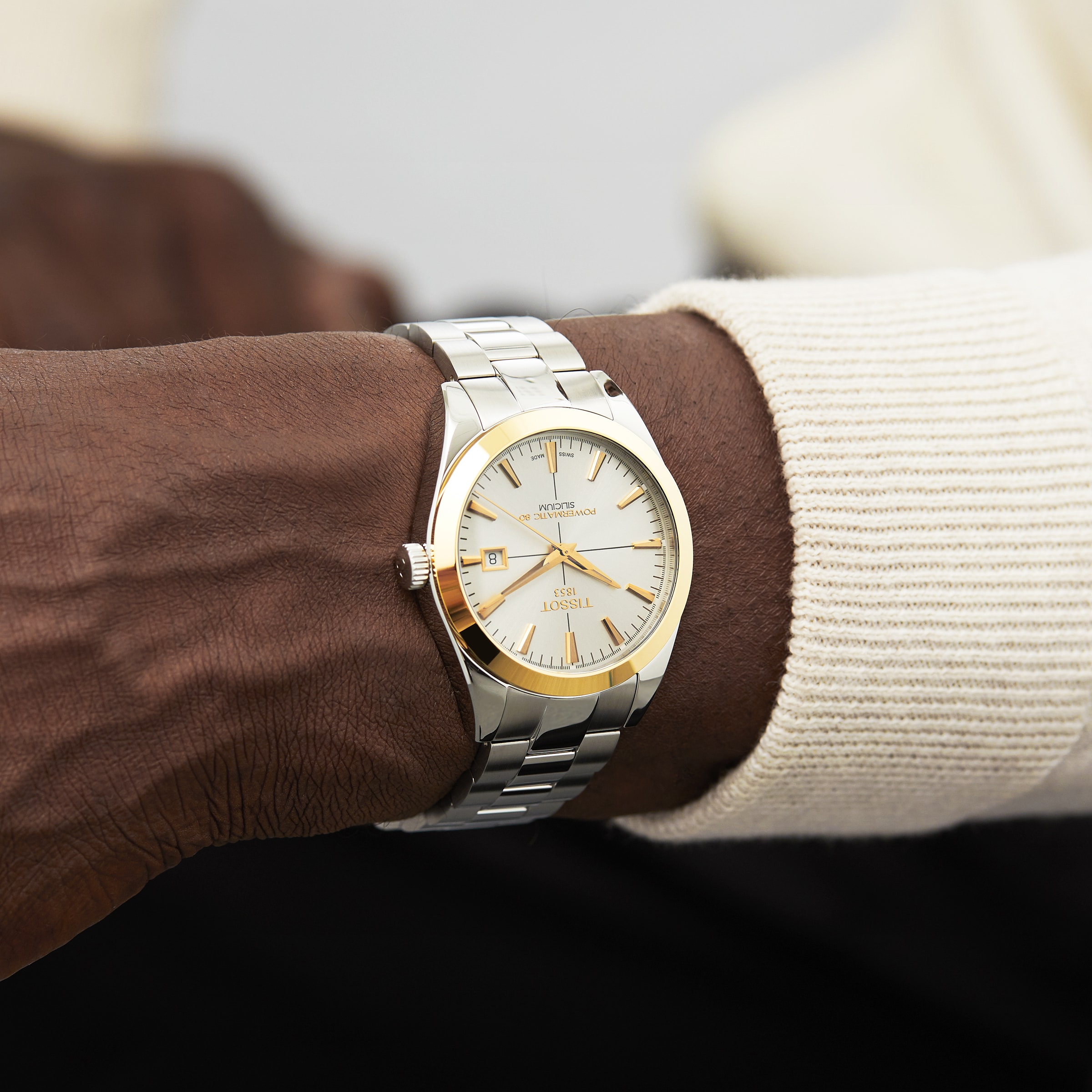 Replica Tissot Gentleman Powermatic 80 Silicium Solid 18k Gold Bezel 40mm Mens details T9274074103101