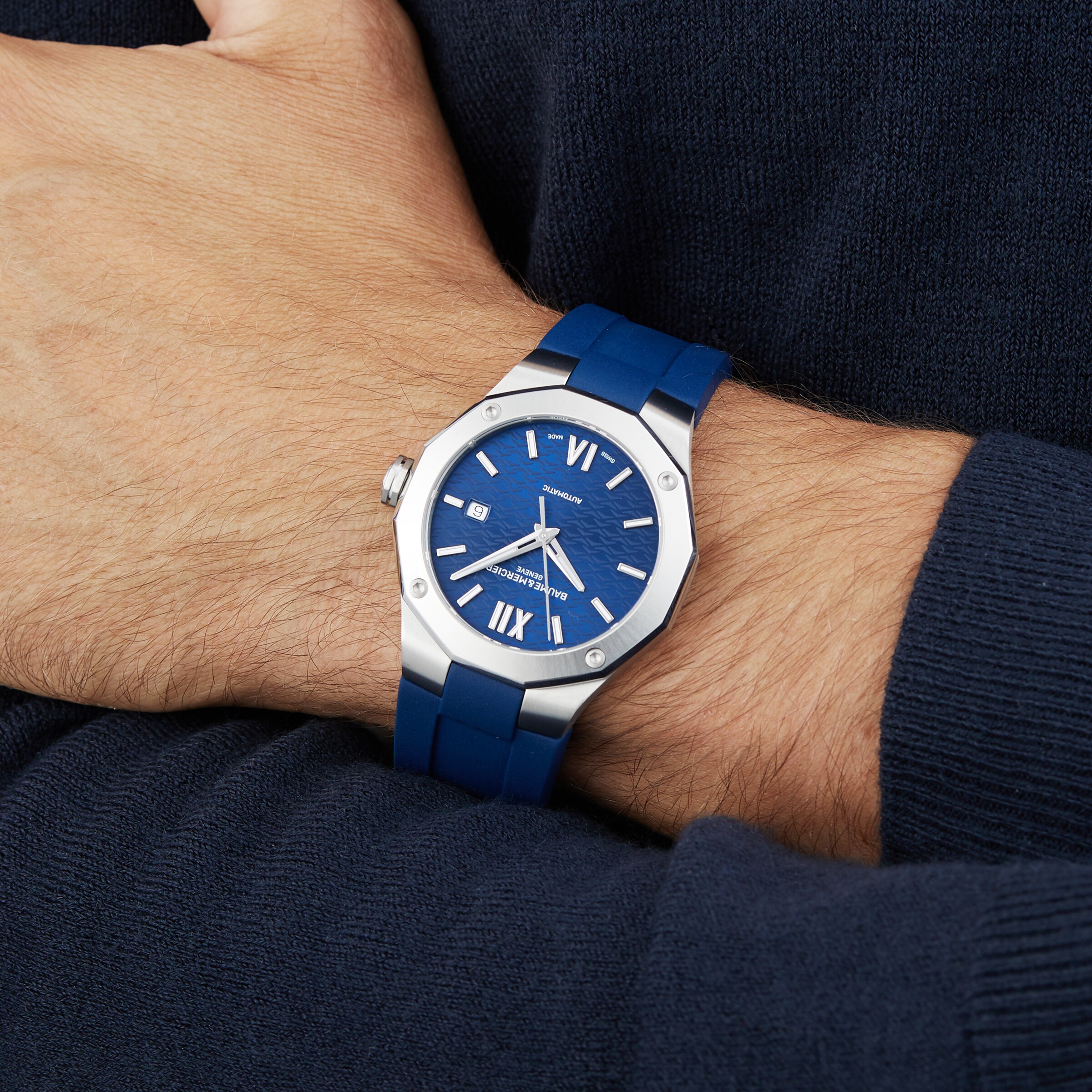 Replica Baume & Mercier Riviera 42mm Mens details Blue BM0A10619