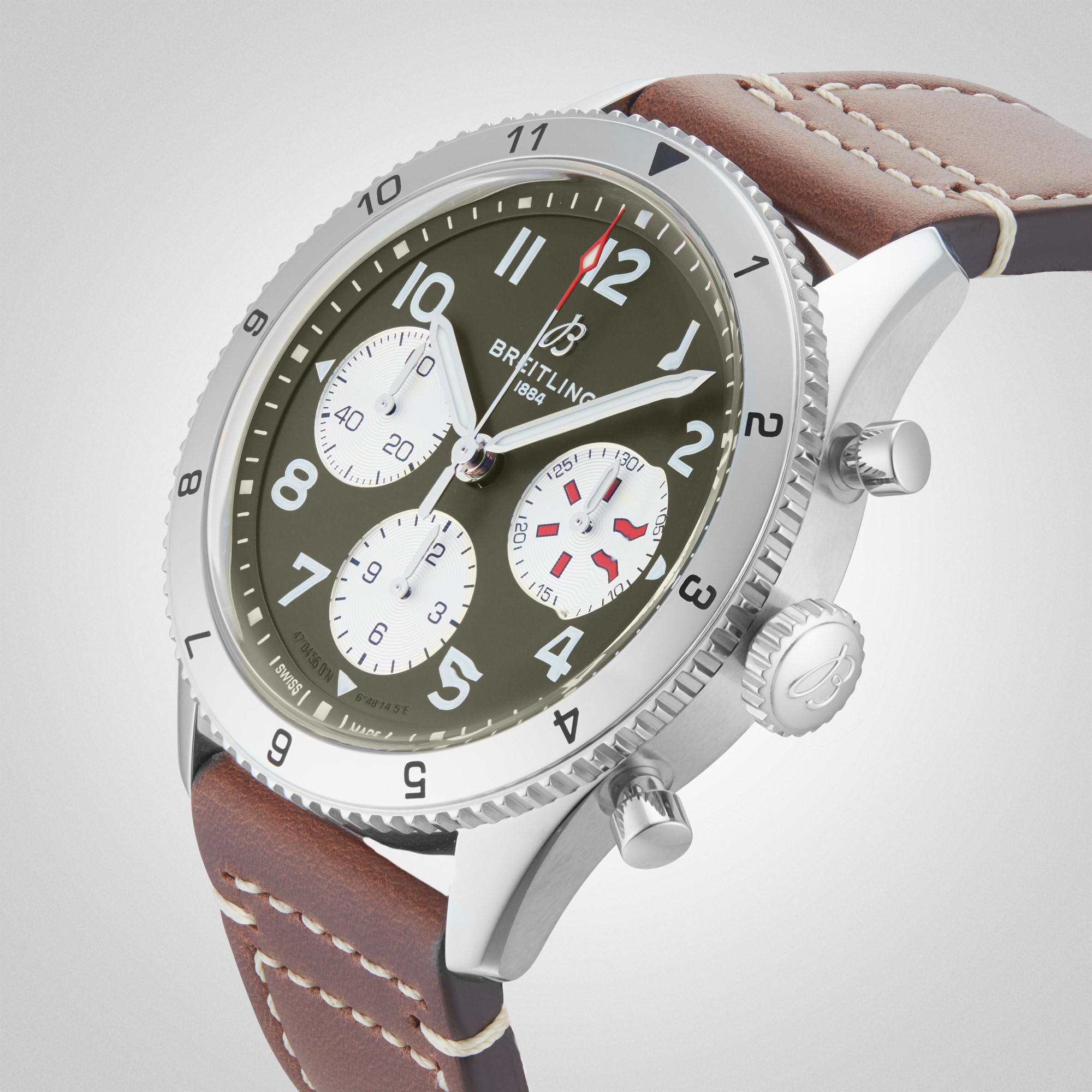 Replica Breitling Classic AVI Chronograph 42 Curtiss P-40 Warhawk Leather Strap details A233802A1L1X1